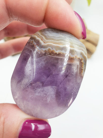 Cute Amethyst Agate Palm / Amethyst Agate Palm Stone / Amethyst Palm / Amethyst Agate / Reiki Crystal Palm - 50g