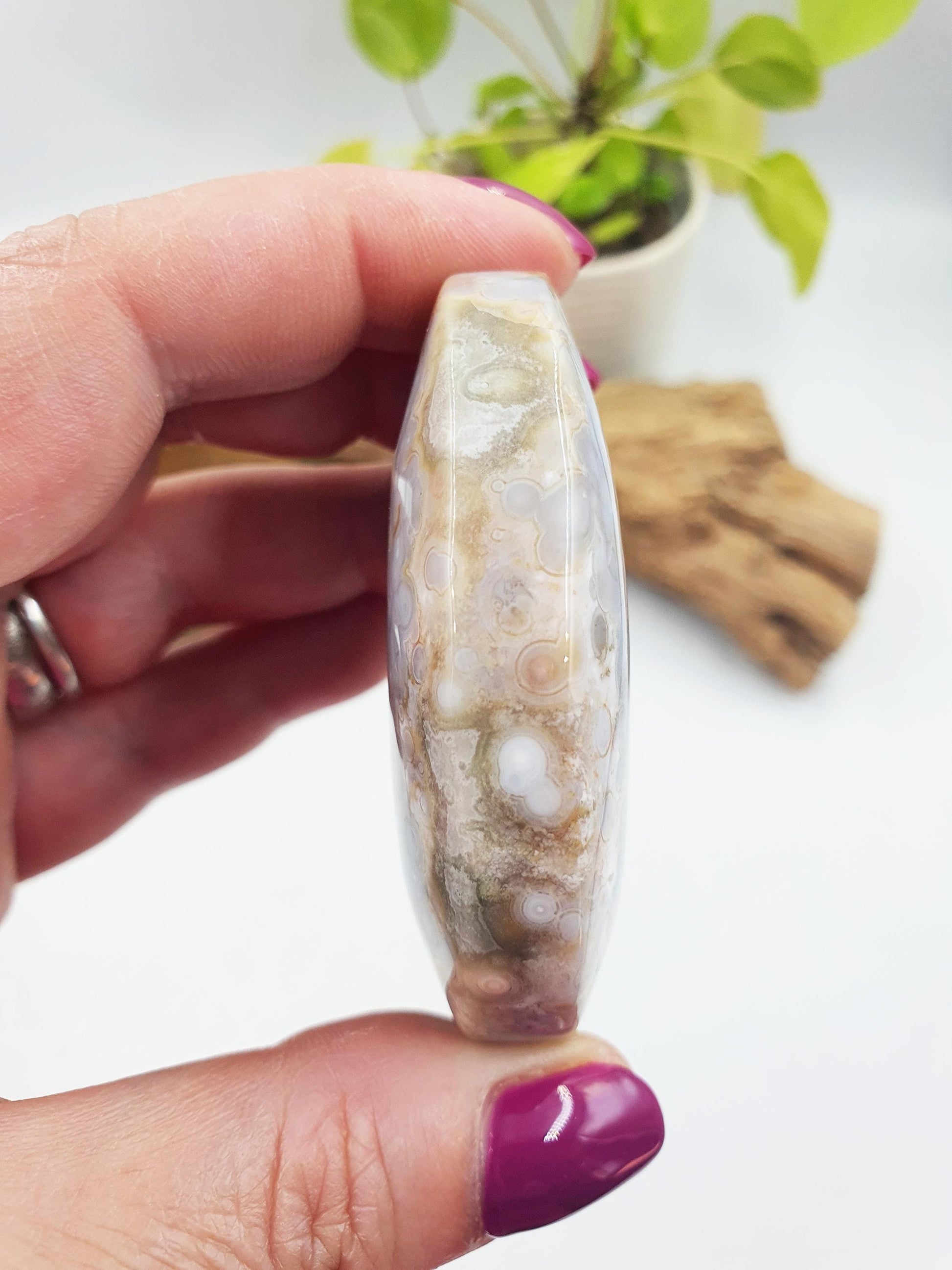 Gorgeous Orbicular Ocean Jasper Palm / Orbicular OJ Palm Stone / High Grade OJ Palm / OJ Collectors Crystal - 100g