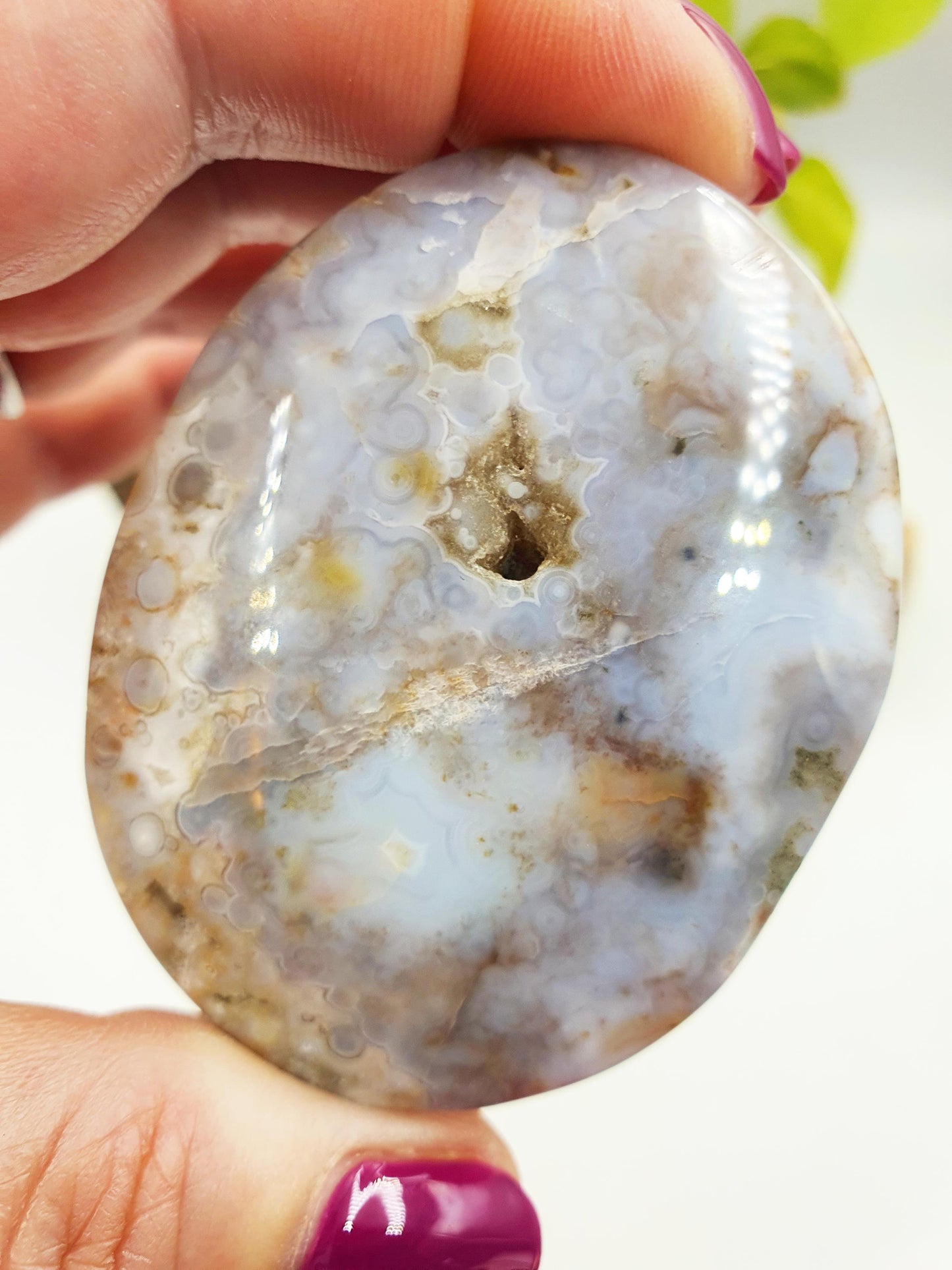 Gorgeous Orbicular Ocean Jasper Palm / Orbicular OJ Palm Stone / High Grade OJ Palm / OJ Collectors Crystal - 100g