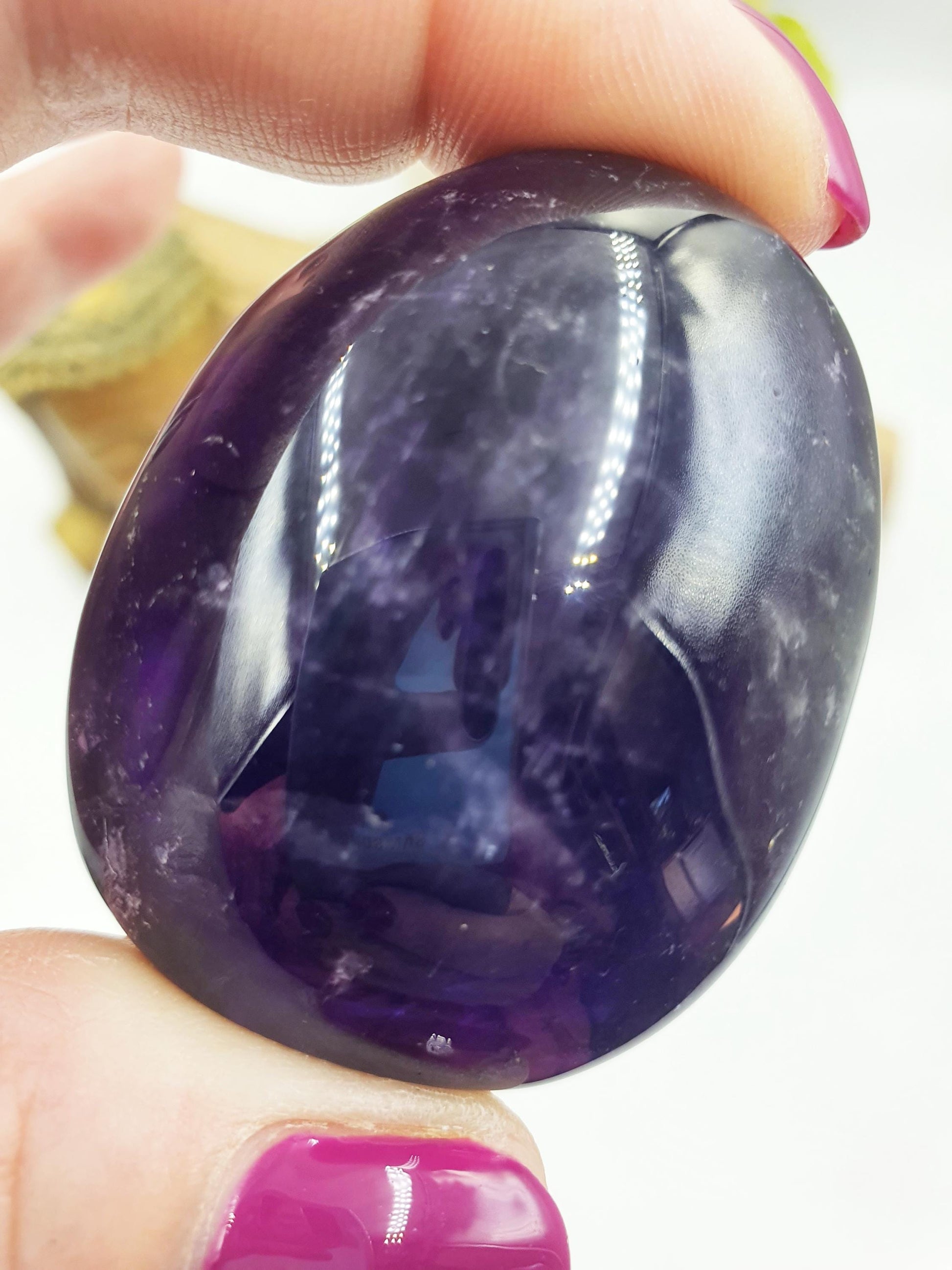 Unique Standing Amethyst Palm with rainbow/ Amethyst Palm Stone / Amethyst Pocket Stone / Crystal Healing / Meditation Palm - 65g