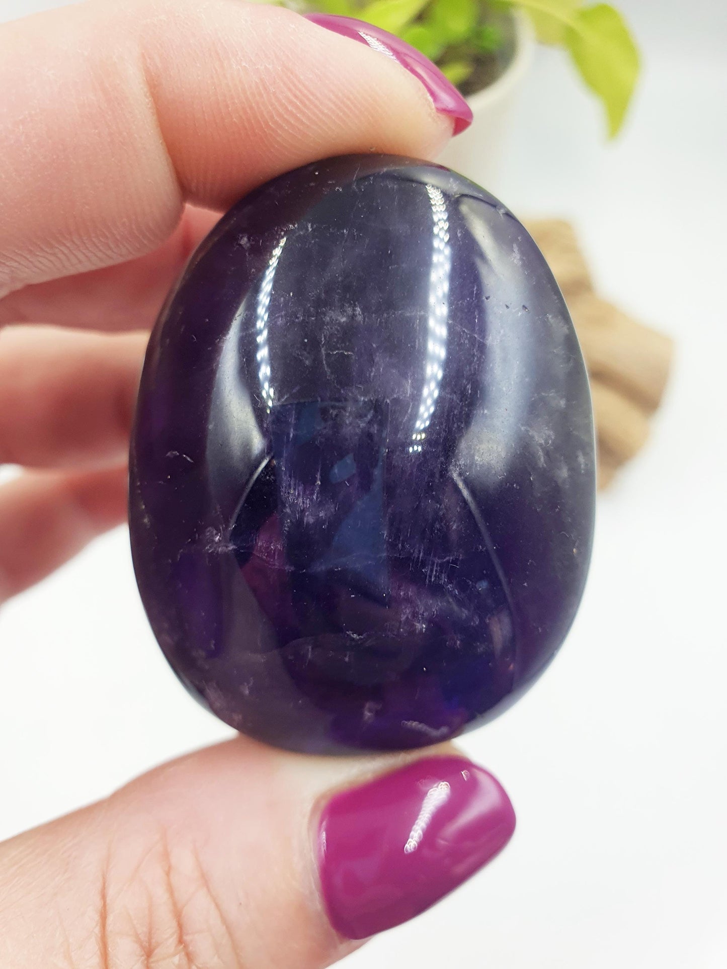 Unique Standing Amethyst Palm with rainbow/ Amethyst Palm Stone / Amethyst Pocket Stone / Crystal Healing / Meditation Palm - 65g