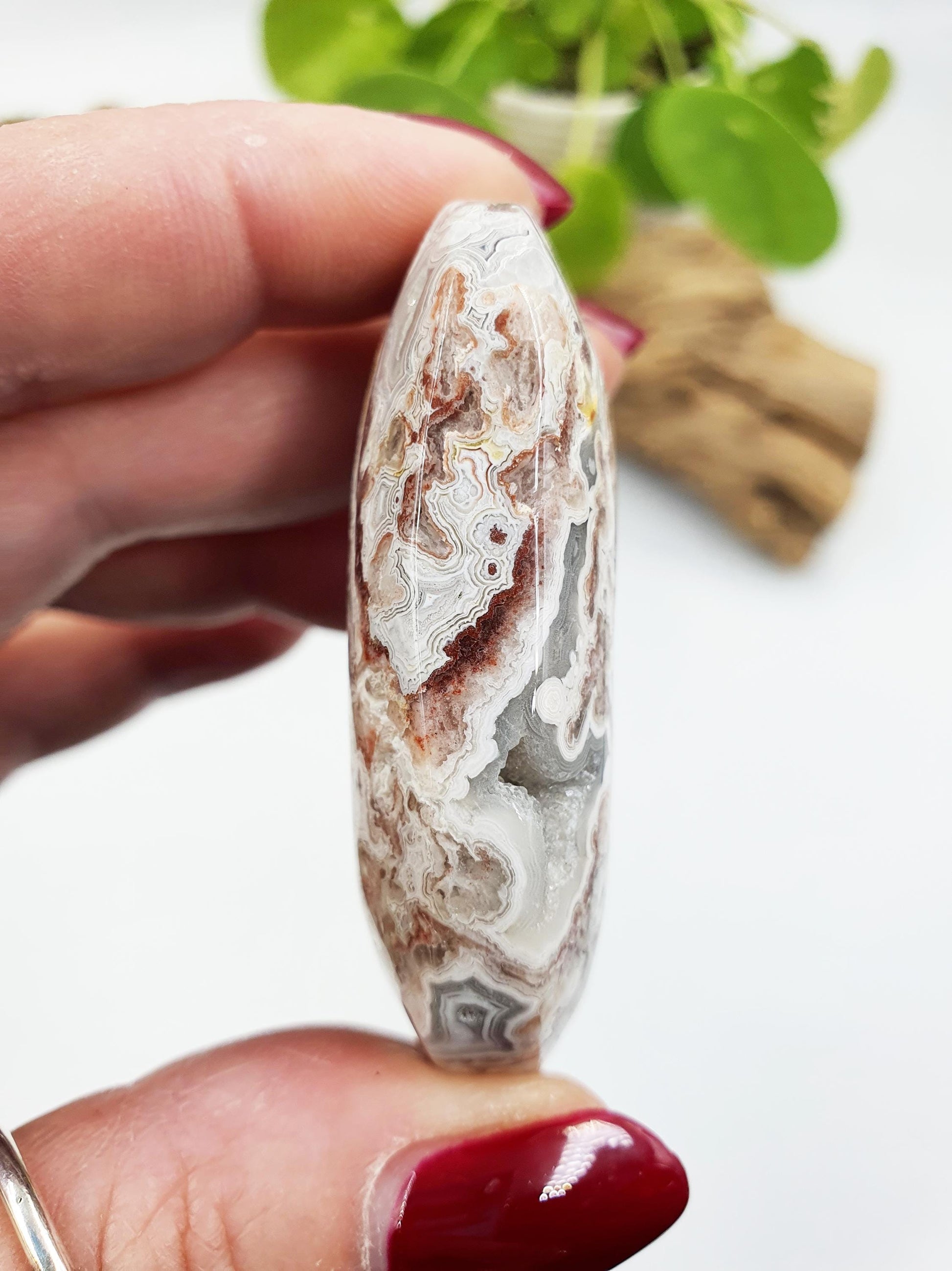 Stunning Mexican Crazy Lace Agate Palm / Crazy Lace Agate Palm Stone / Drusy Agate Palm / Meditation Palm - 50g
