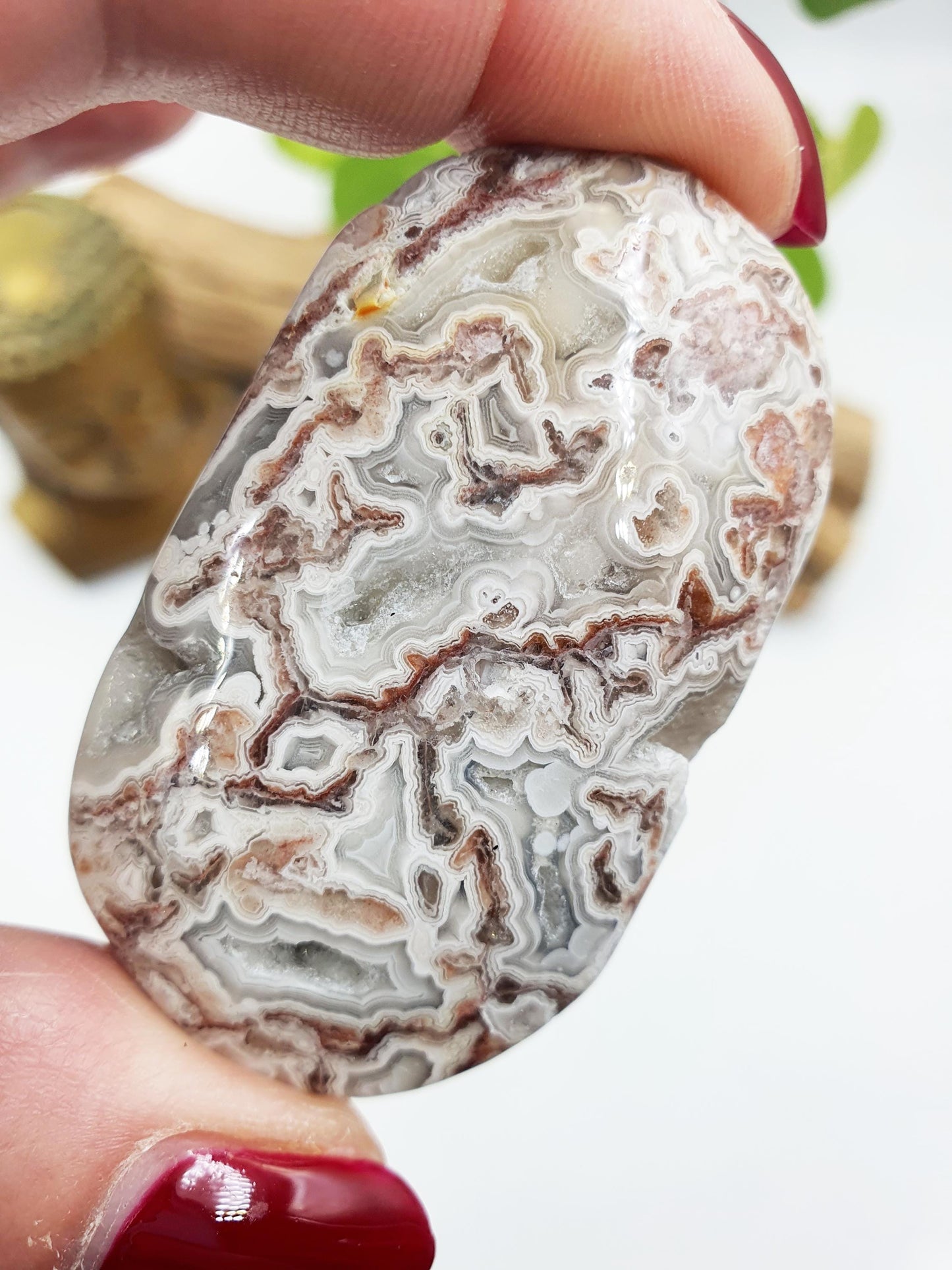 Stunning Mexican Crazy Lace Agate Palm / Crazy Lace Agate Palm Stone / Drusy Agate Palm / Meditation Palm - 50g