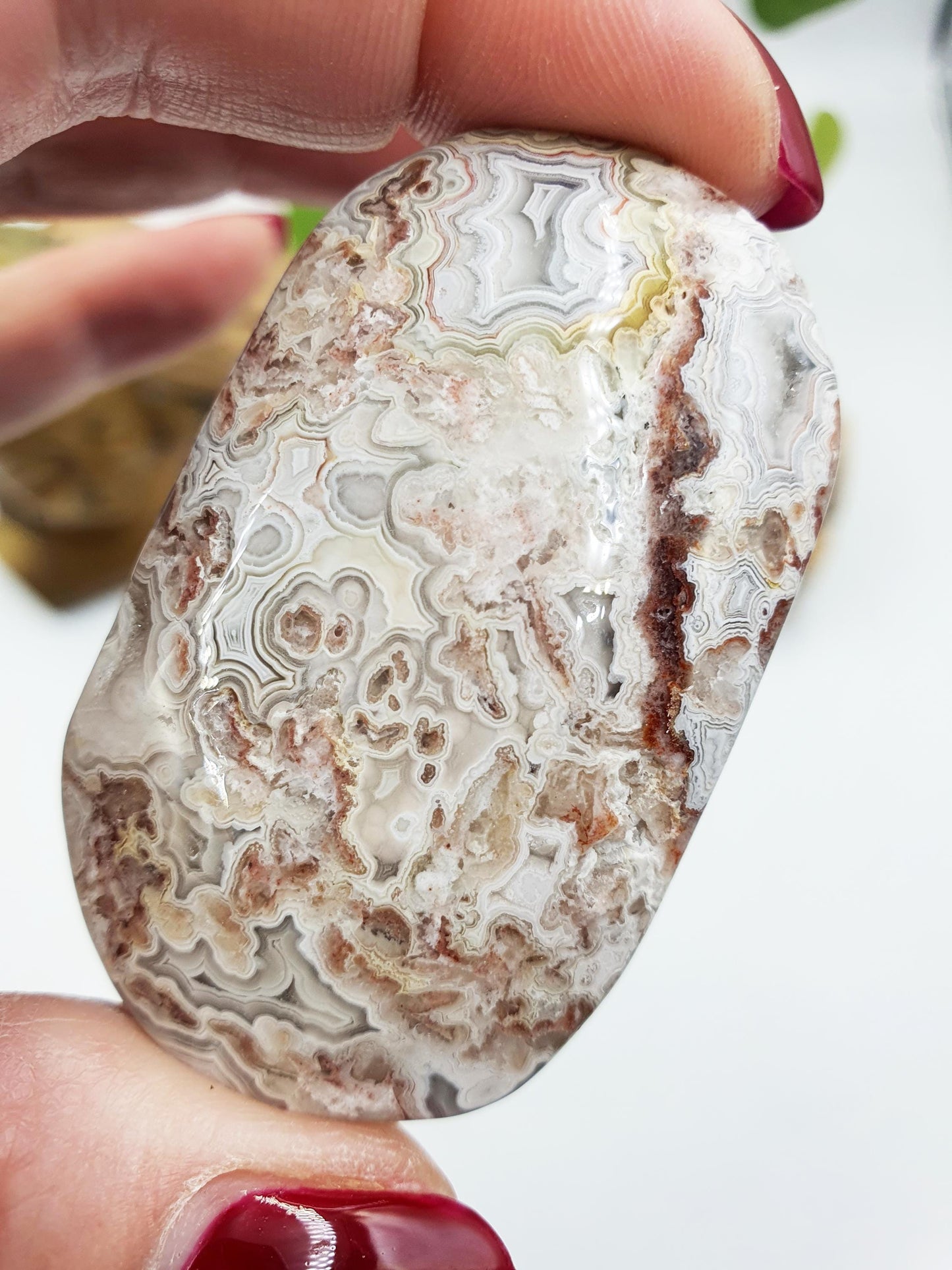 Stunning Mexican Crazy Lace Agate Palm / Crazy Lace Agate Palm Stone / Drusy Agate Palm / Meditation Palm - 50g
