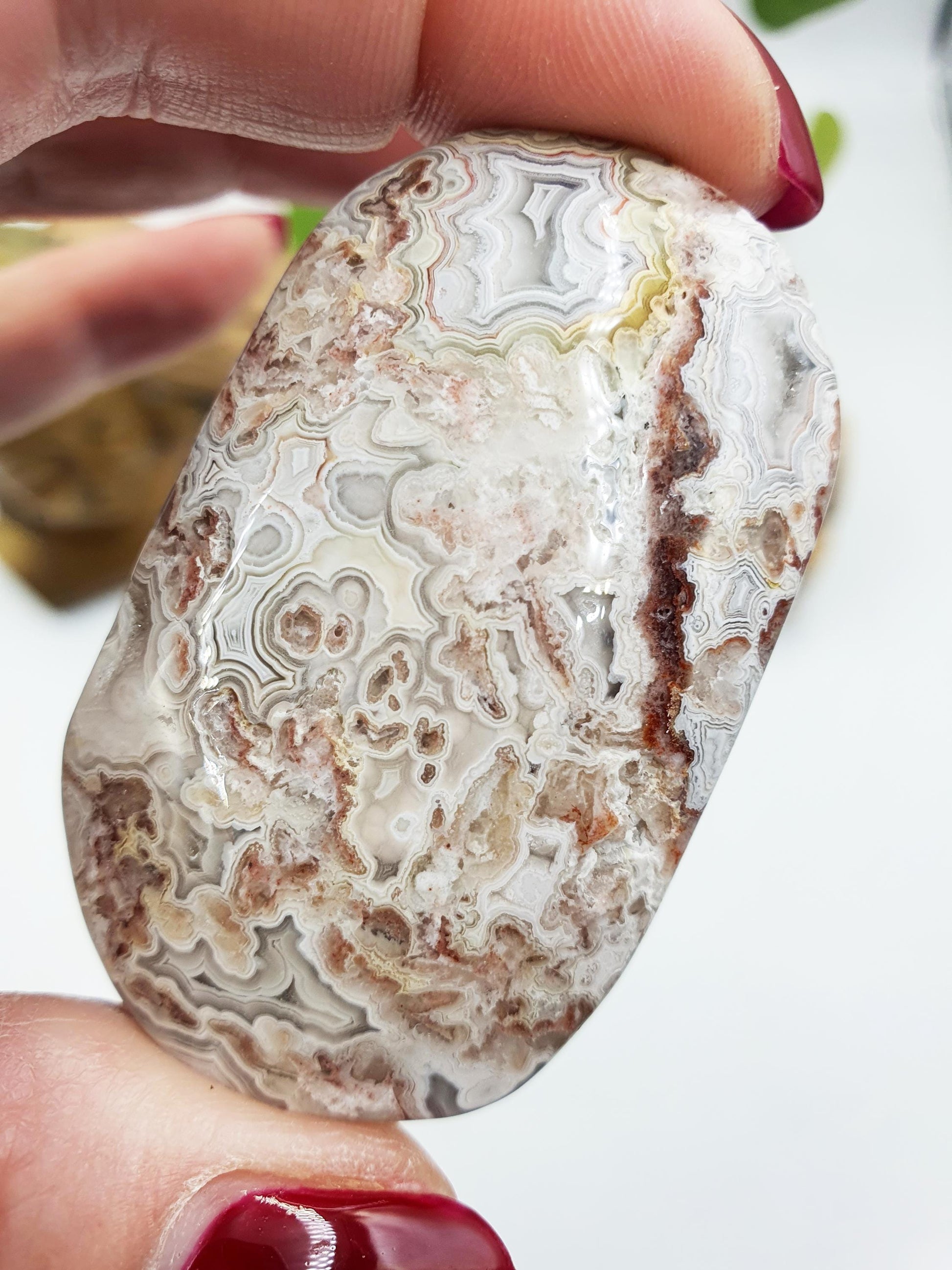 Stunning Mexican Crazy Lace Agate Palm / Crazy Lace Agate Palm Stone / Drusy Agate Palm / Meditation Palm - 50g