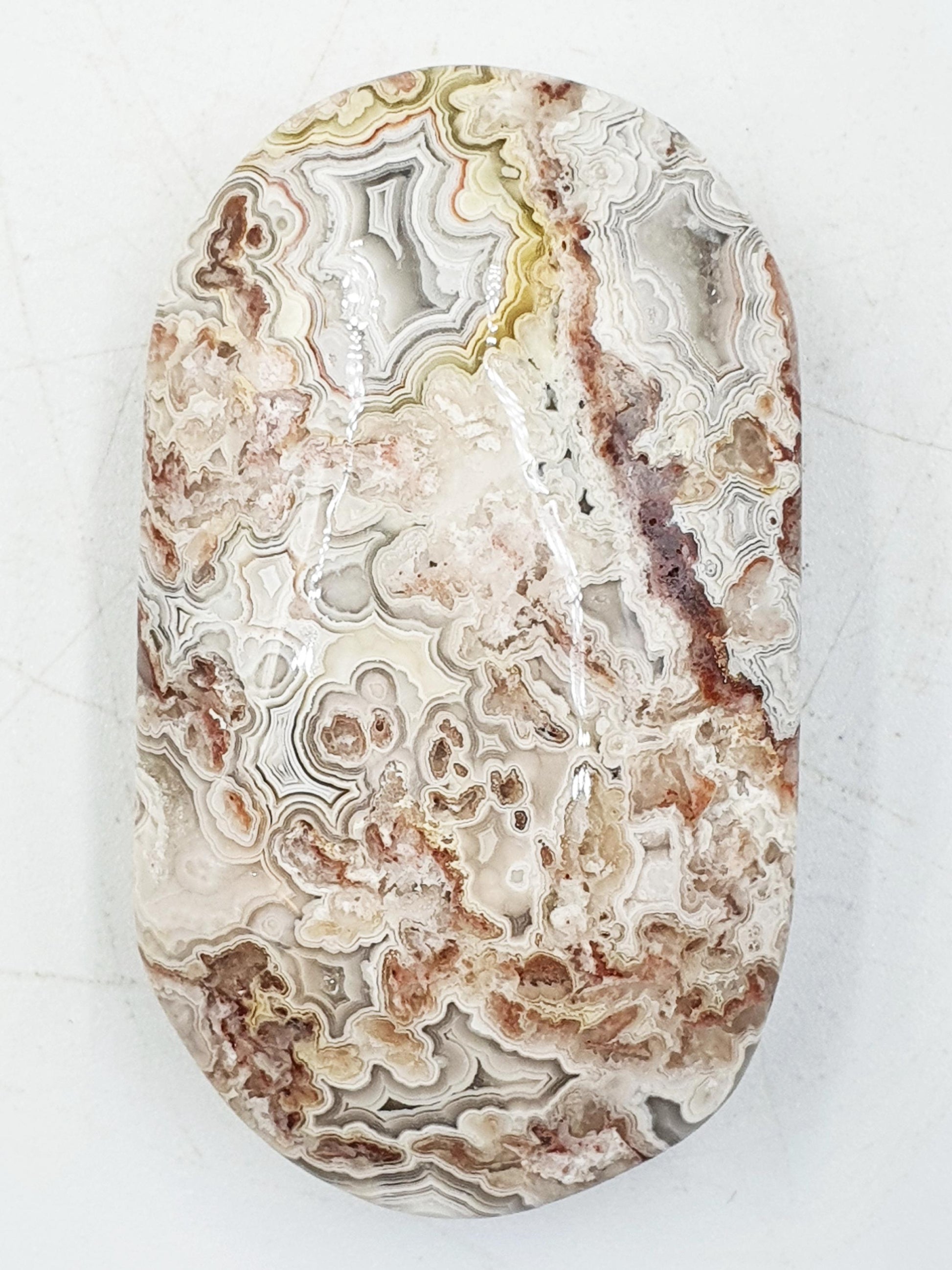 Stunning Mexican Crazy Lace Agate Palm / Crazy Lace Agate Palm Stone / Drusy Agate Palm / Meditation Palm - 50g