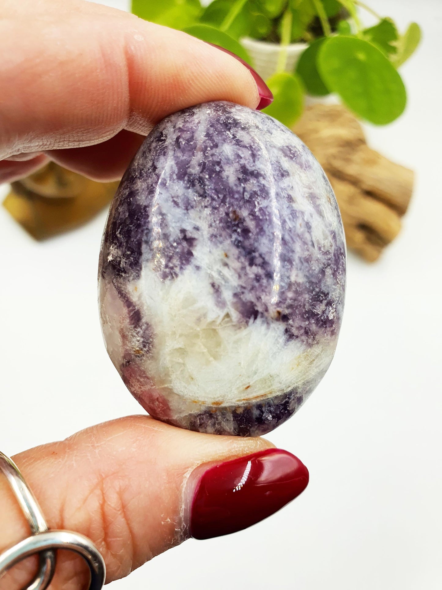 Pretty Unicorn Stone Palm / Unicorn Palm Stone / Pegmatite Palm / Pocket Crystal / Meditation Palm / Reiki Crystal Palm - 65g
