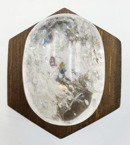 Large Beautiful Clear Quartz Palm/ Clear Quartz Palm Stone full of rainbow inclusions / Meditation Palm / Reiki Crystal Palm - 180g