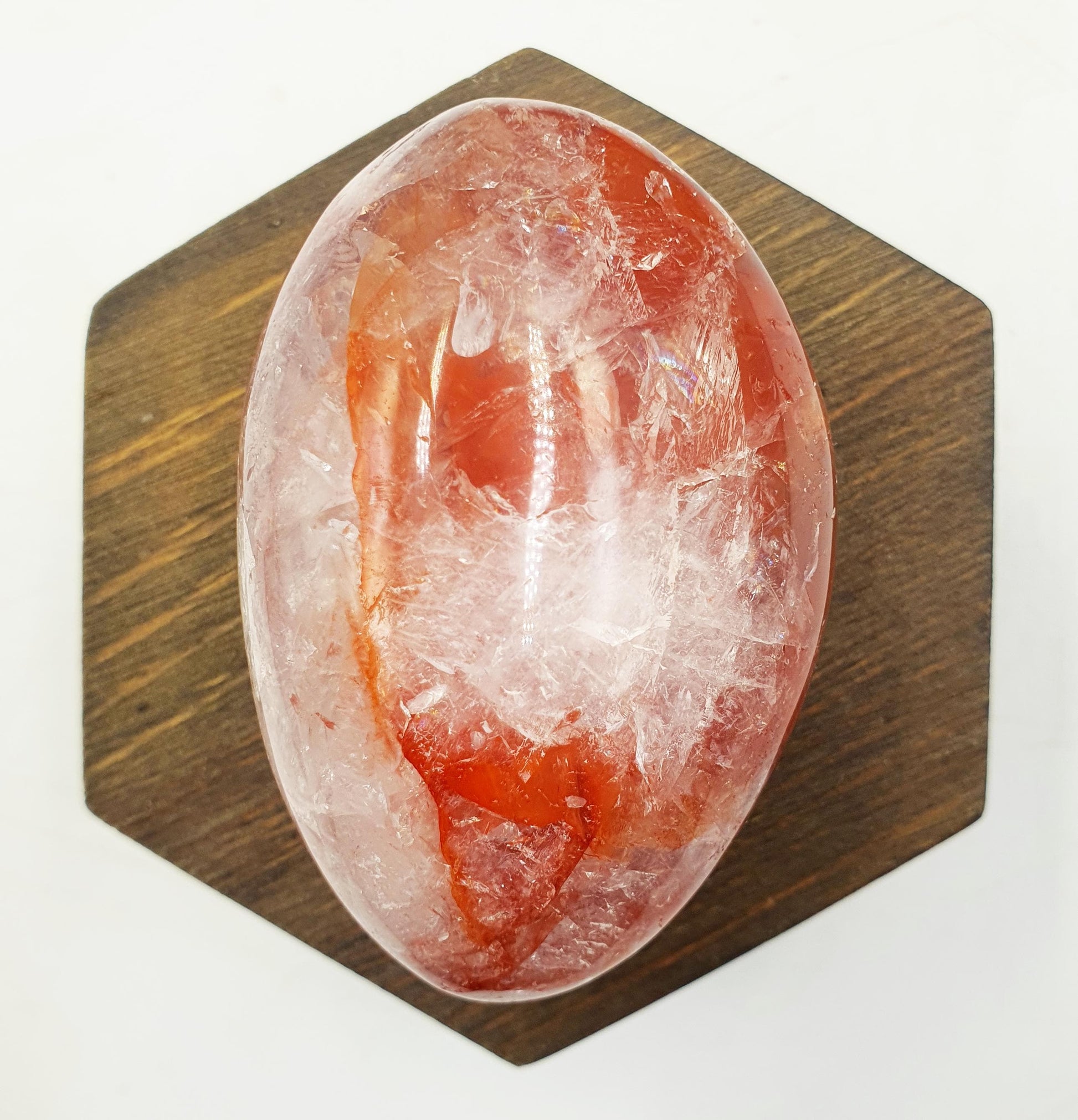 Incredible Sparkly and Flashy Fire Quartz Palm with rainbows / Large Hematoid Quartz Palm / Meditation Palm / Reiki Crystal Palm - 175g