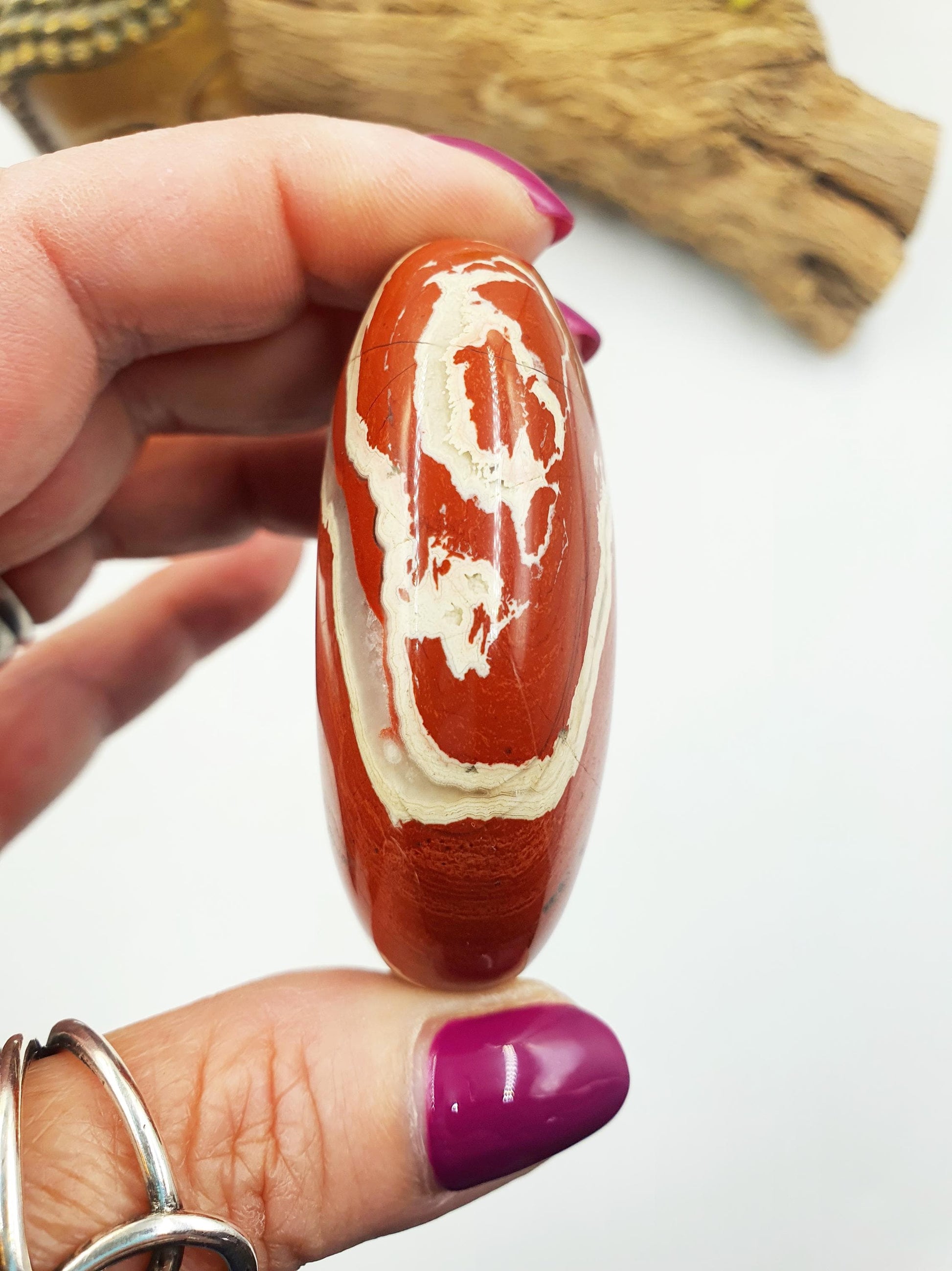 Beautiful Red Jasper Palm / Red Jasper Palm Stone / Pocket Crystal / Meditation Palm / Reiki Crystal Palm - 110g