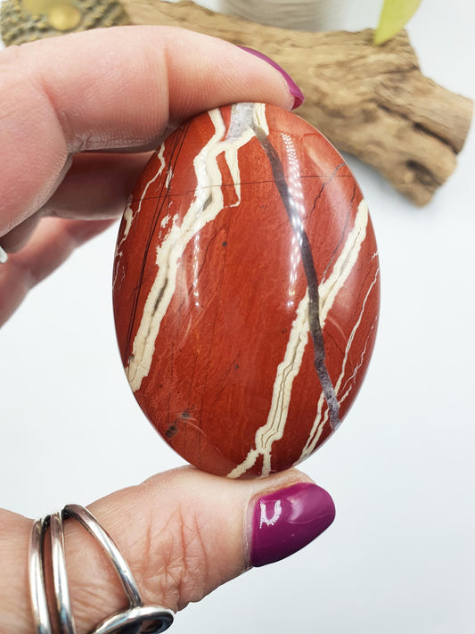 Beautiful Red Jasper Palm / Red Jasper Palm Stone / Pocket Crystal / Meditation Palm / Reiki Crystal Palm - 110g