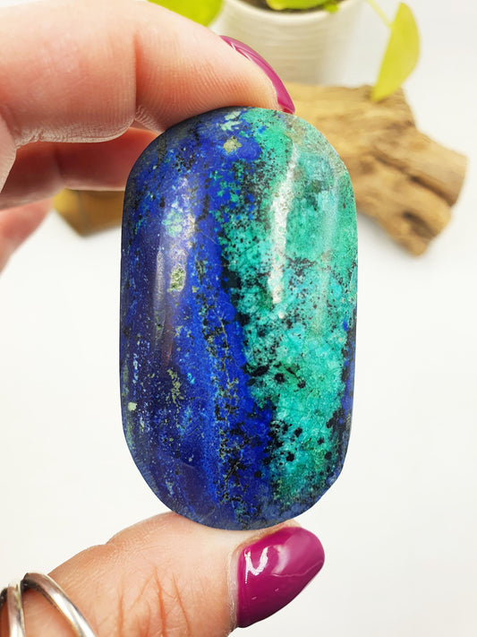 High Grade Azurite Palm / Stunning Azurite Palmstobe / Azurite Reki Crystal / Meditation Palm / Collectors Palm - 60g