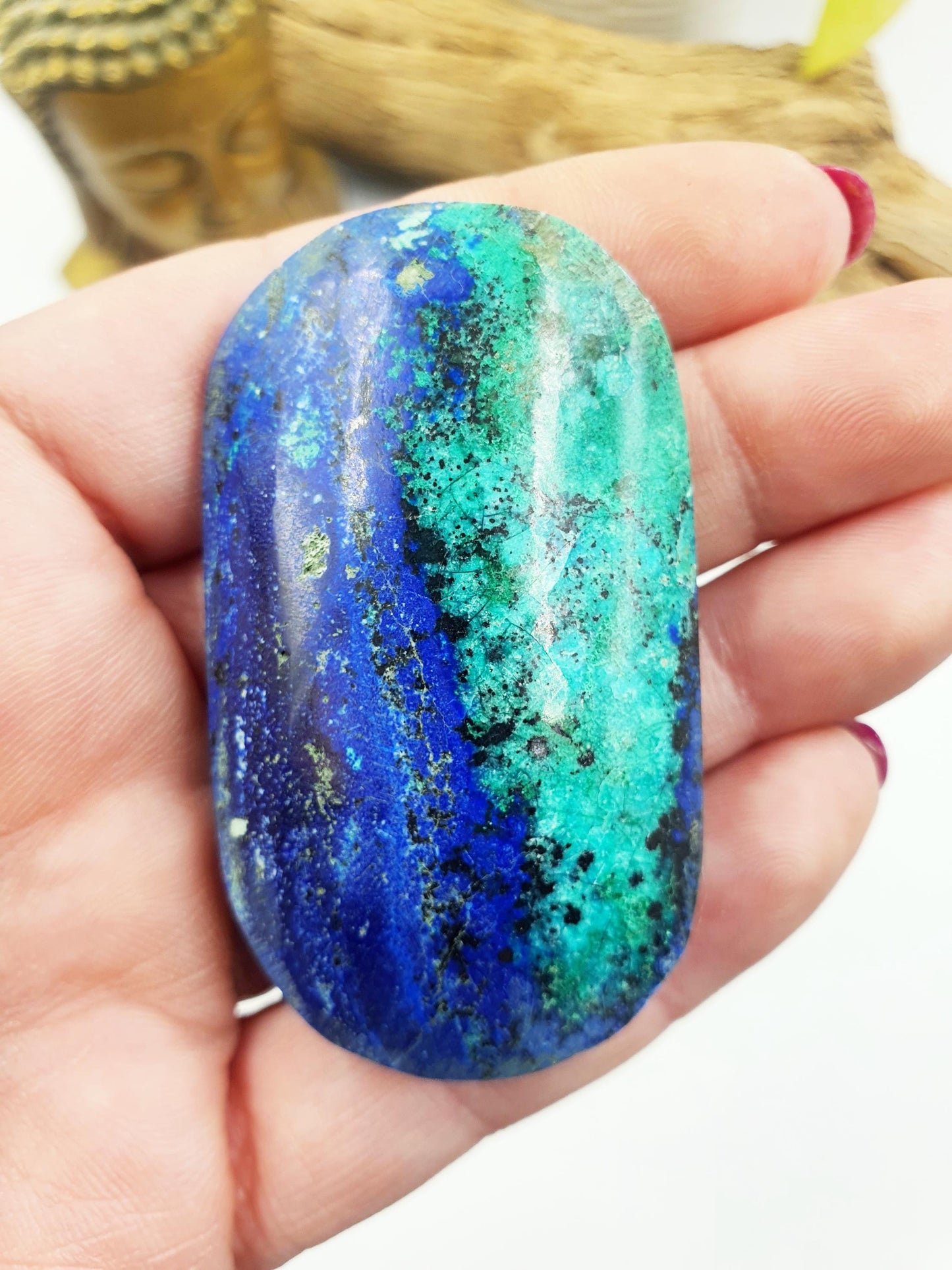High Grade Azurite Palm / Stunning Azurite Palmstobe / Azurite Reki Crystal / Meditation Palm / Collectors Palm - 60g