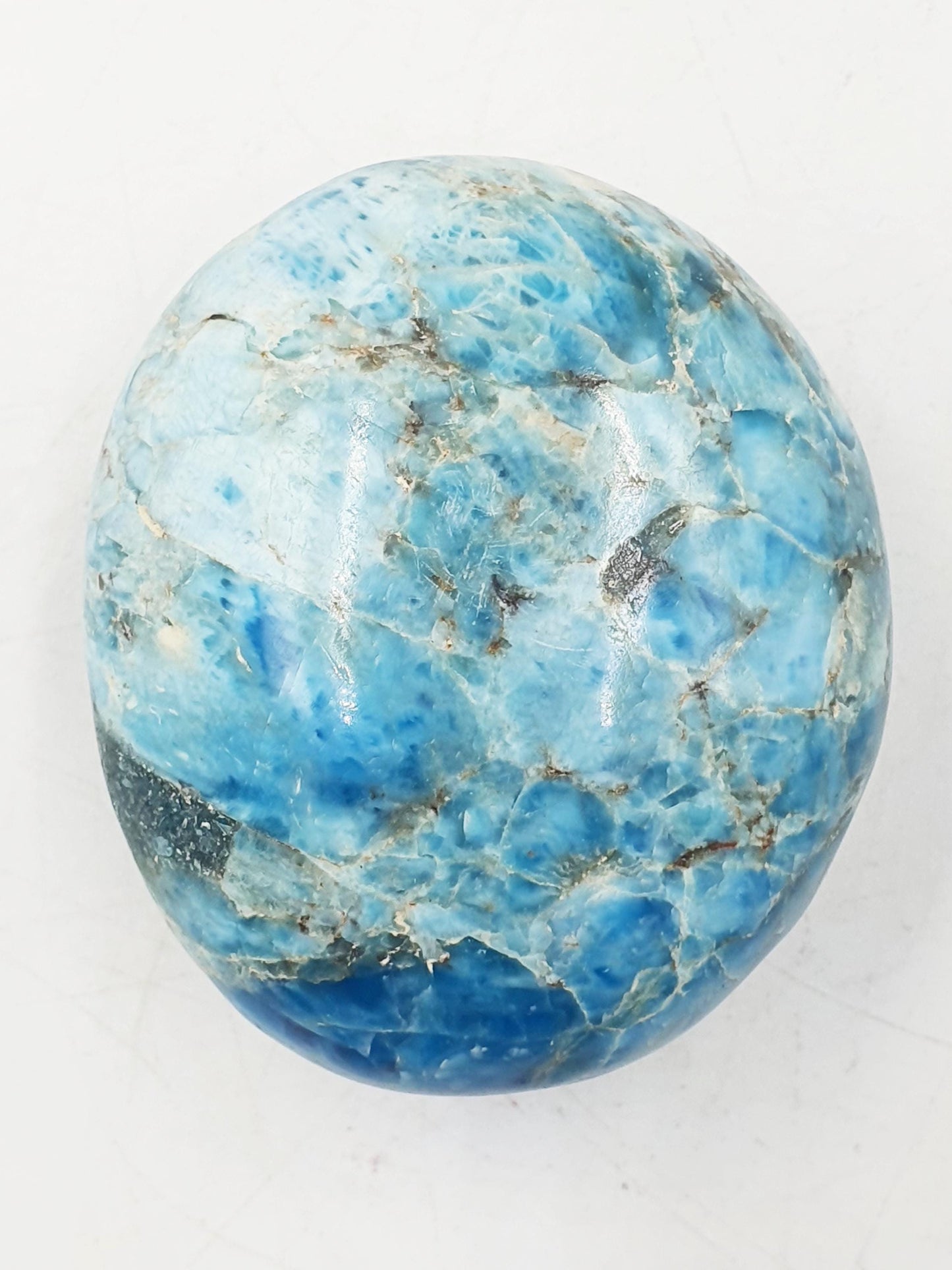Large Blue Apatite Palm / Blue Apatite Palm Stone / Pocket Crystal / Meditation Palm / Reiki Crystal Palm - 120g