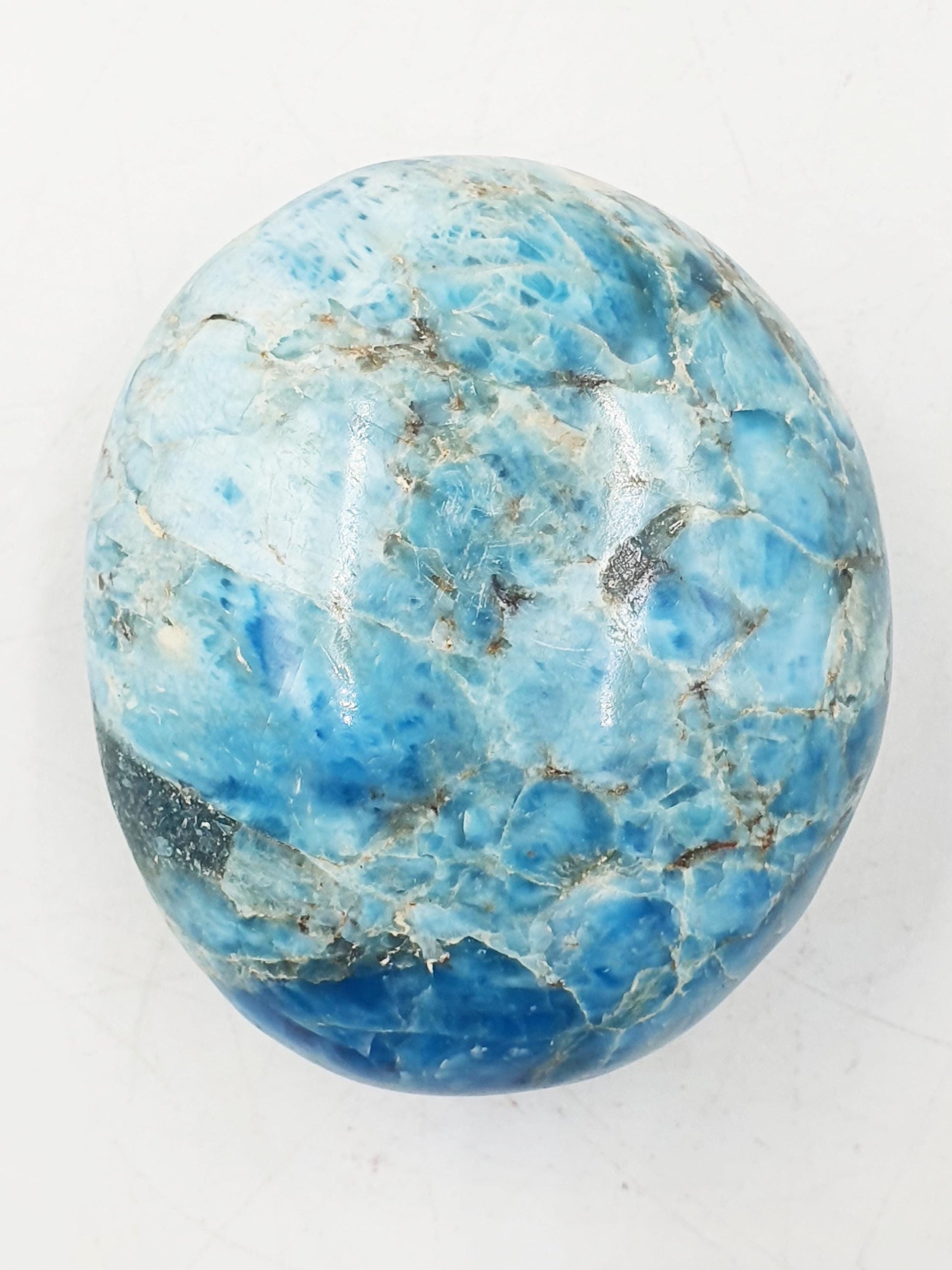 Large Blue Apatite Palm / Blue Apatite Palm Stone / Pocket Crystal / Meditation Palm / Reiki Crystal Palm - 120g