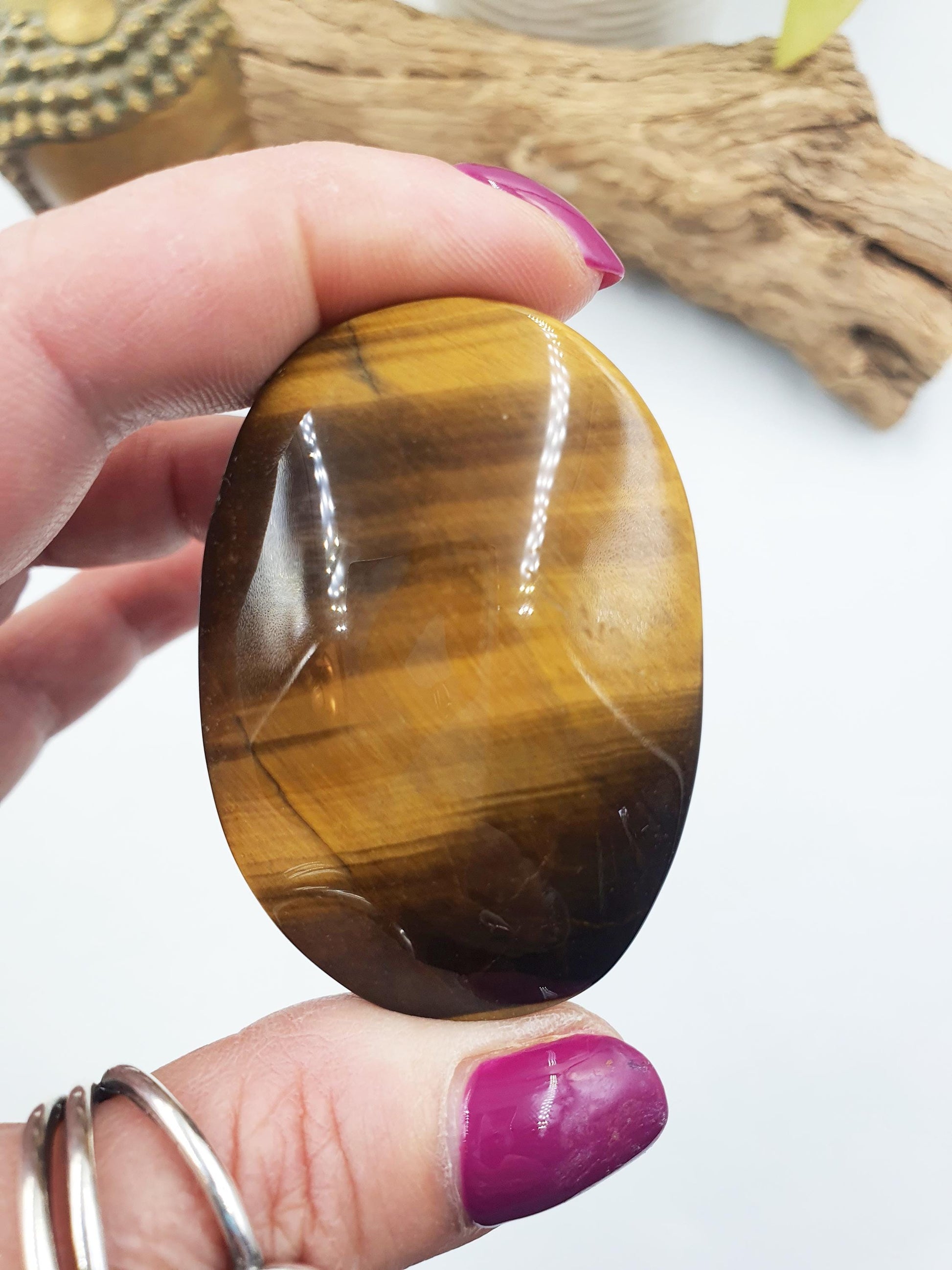 High Grade Flashy Yellow Tigers Eye Palm / Tiger's Eye Palm Stone / Pocket Crystal / Meditation Palm/ Reiki Crystal Palm - 75g