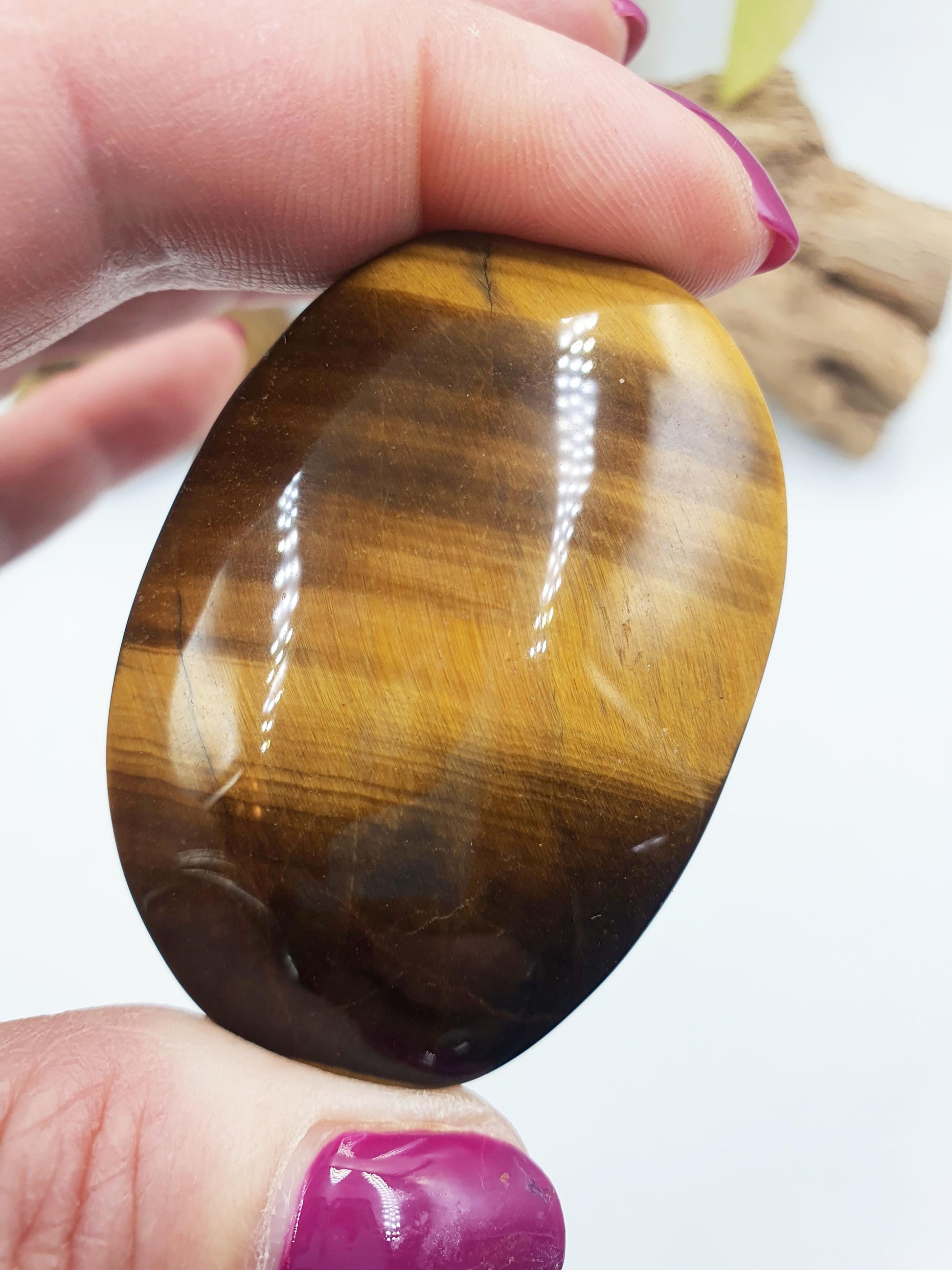 High Grade Flashy Yellow Tigers Eye Palm / Tiger's Eye Palm Stone / Pocket Crystal / Meditation Palm/ Reiki Crystal Palm - 75g