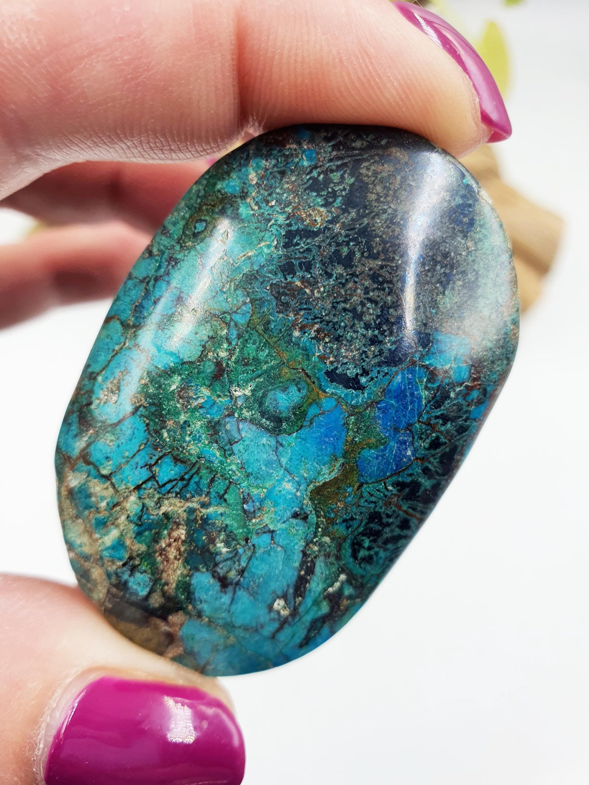 Beautiful Phoenix Turquoise Palm / Phoenix Stone Palm Stone / Meditation Palm / Reiki Crystal Palm - 50g