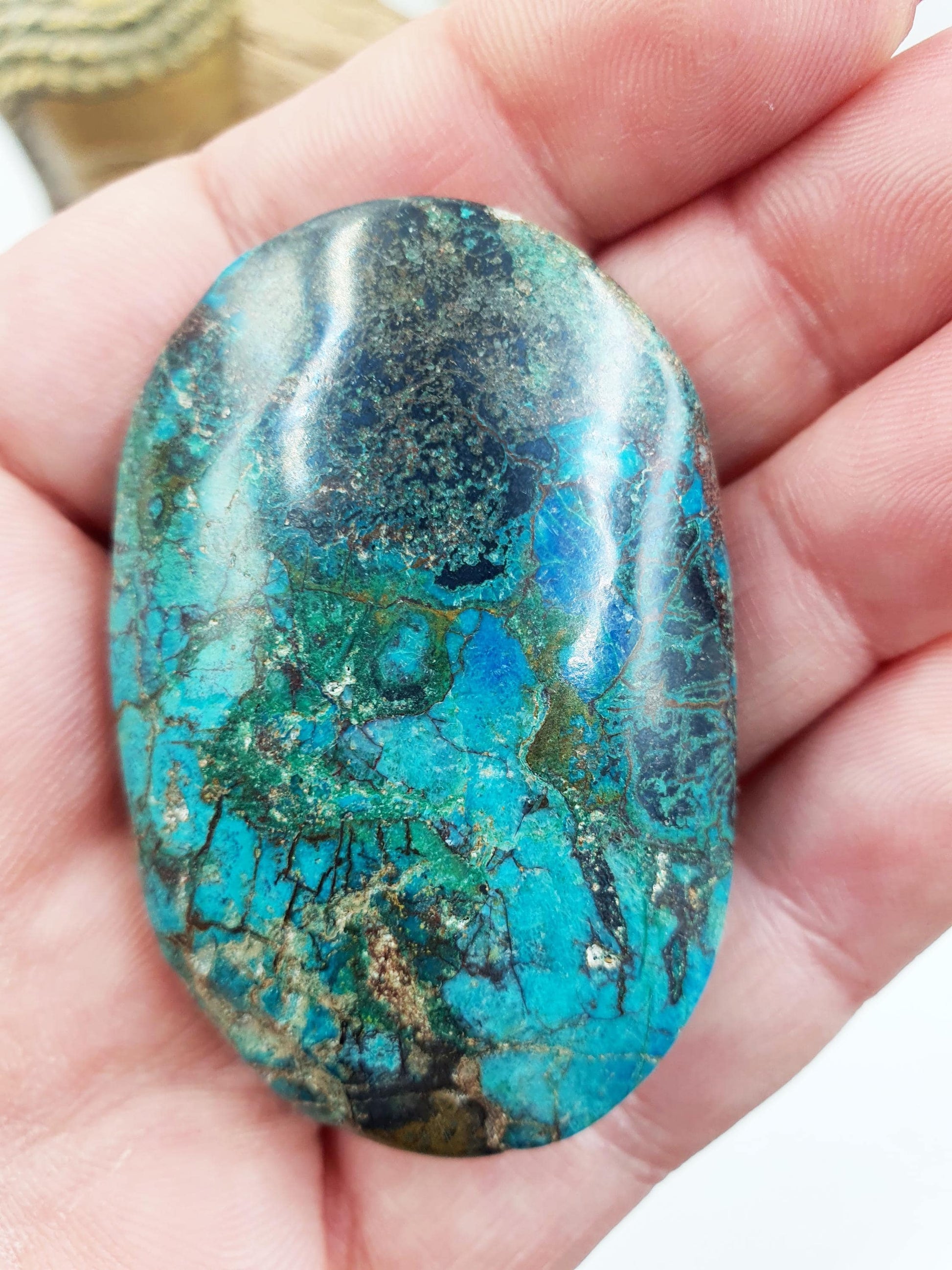 Beautiful Phoenix Turquoise Palm / Phoenix Stone Palm Stone / Meditation Palm / Reiki Crystal Palm - 50g