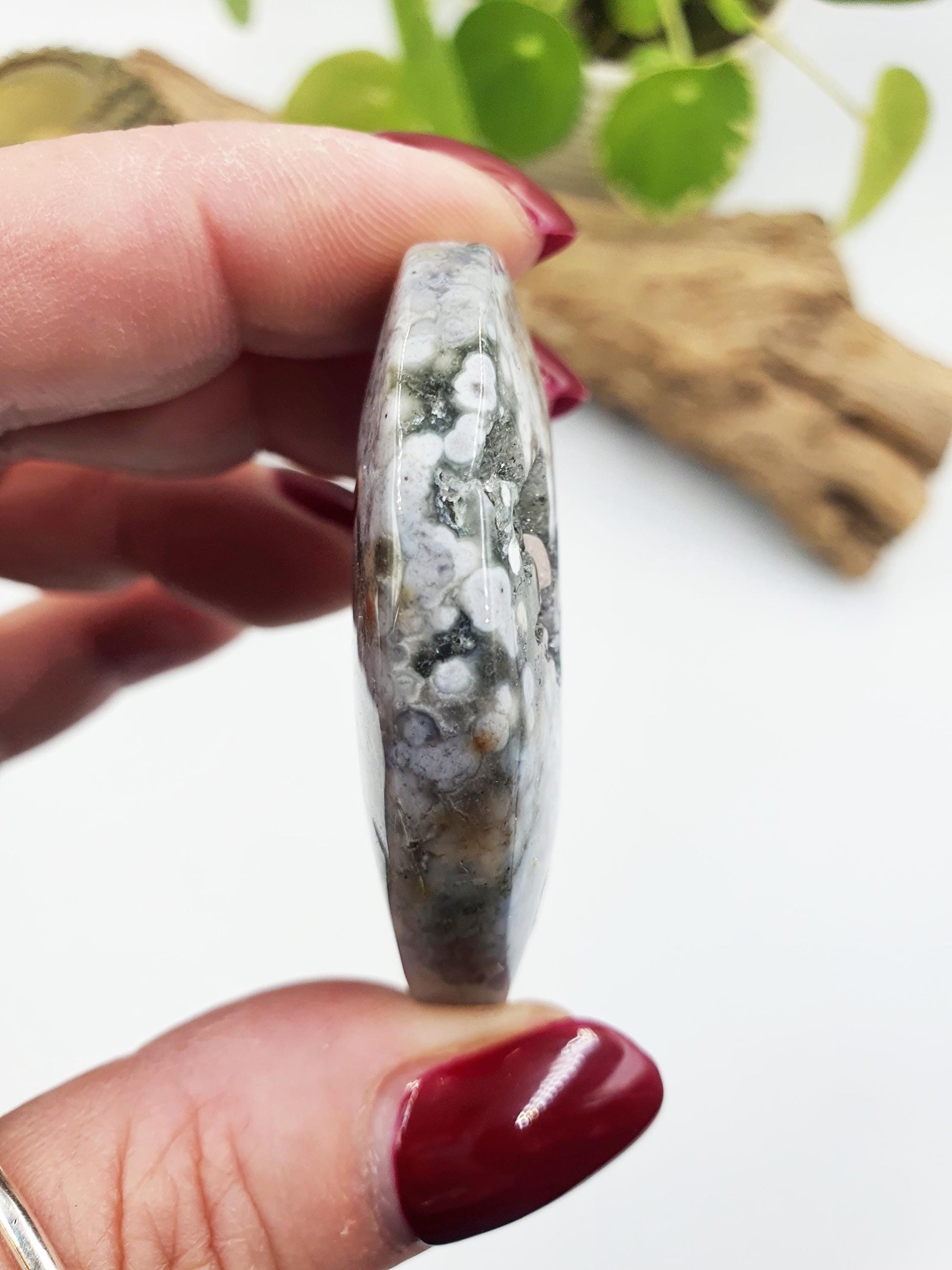 Beautiful Orbicular Ocean Jasper Palm / Orbicular OJ Palm Stone with sparkly drusy / High Grade OJ Palm / OJ Collectors Crystal - 40g