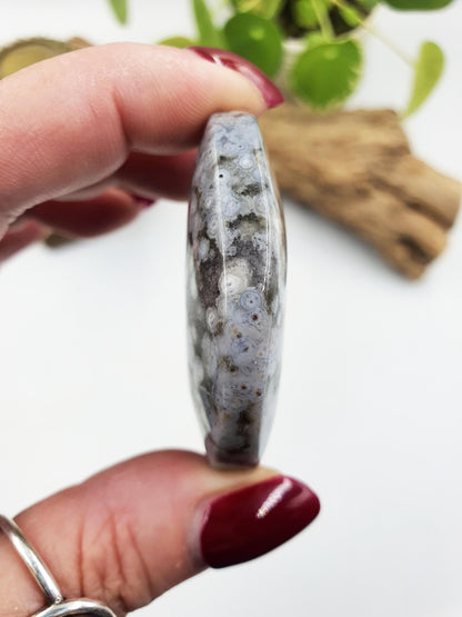 Beautiful Orbicular Ocean Jasper Palm / Orbicular OJ Palm Stone with sparkly drusy / High Grade OJ Palm / OJ Collectors Crystal - 40g