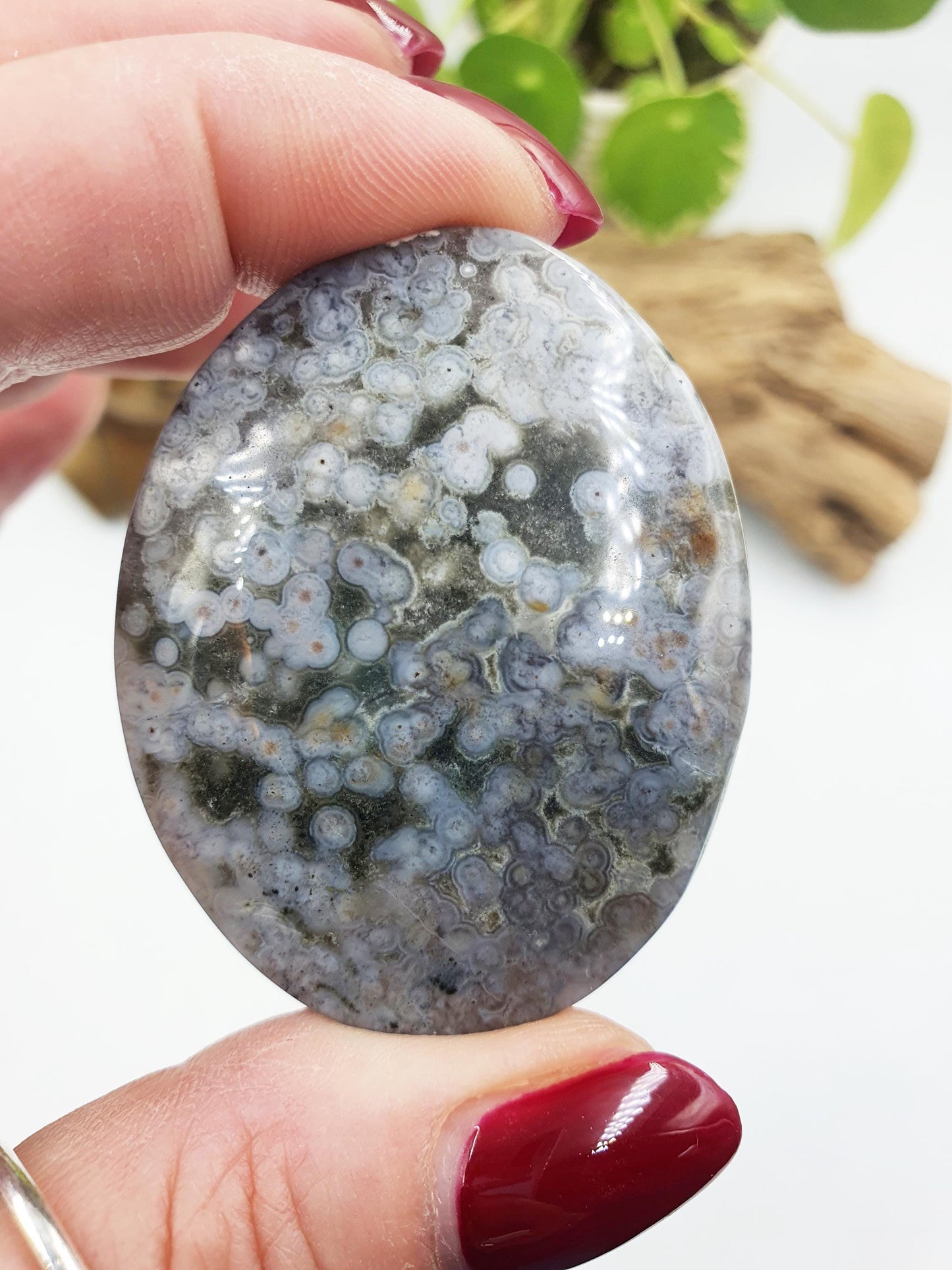 Beautiful Orbicular Ocean Jasper Palm / Orbicular OJ Palm Stone with sparkly drusy / High Grade OJ Palm / OJ Collectors Crystal - 40g