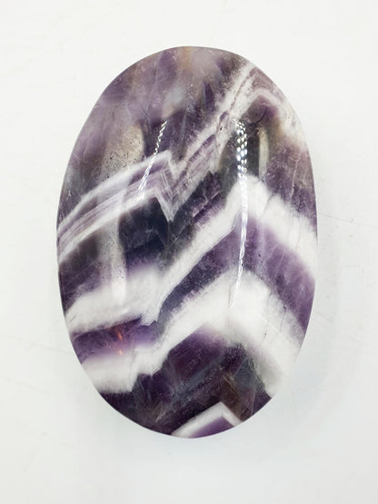 Dream Amethyst Palm / Dream Amethyst Palm Stone / Chevron Amethyst Palm / Pocket Stone / Amethyst Meditation Palm / Reiki Crystal Palm- 95g