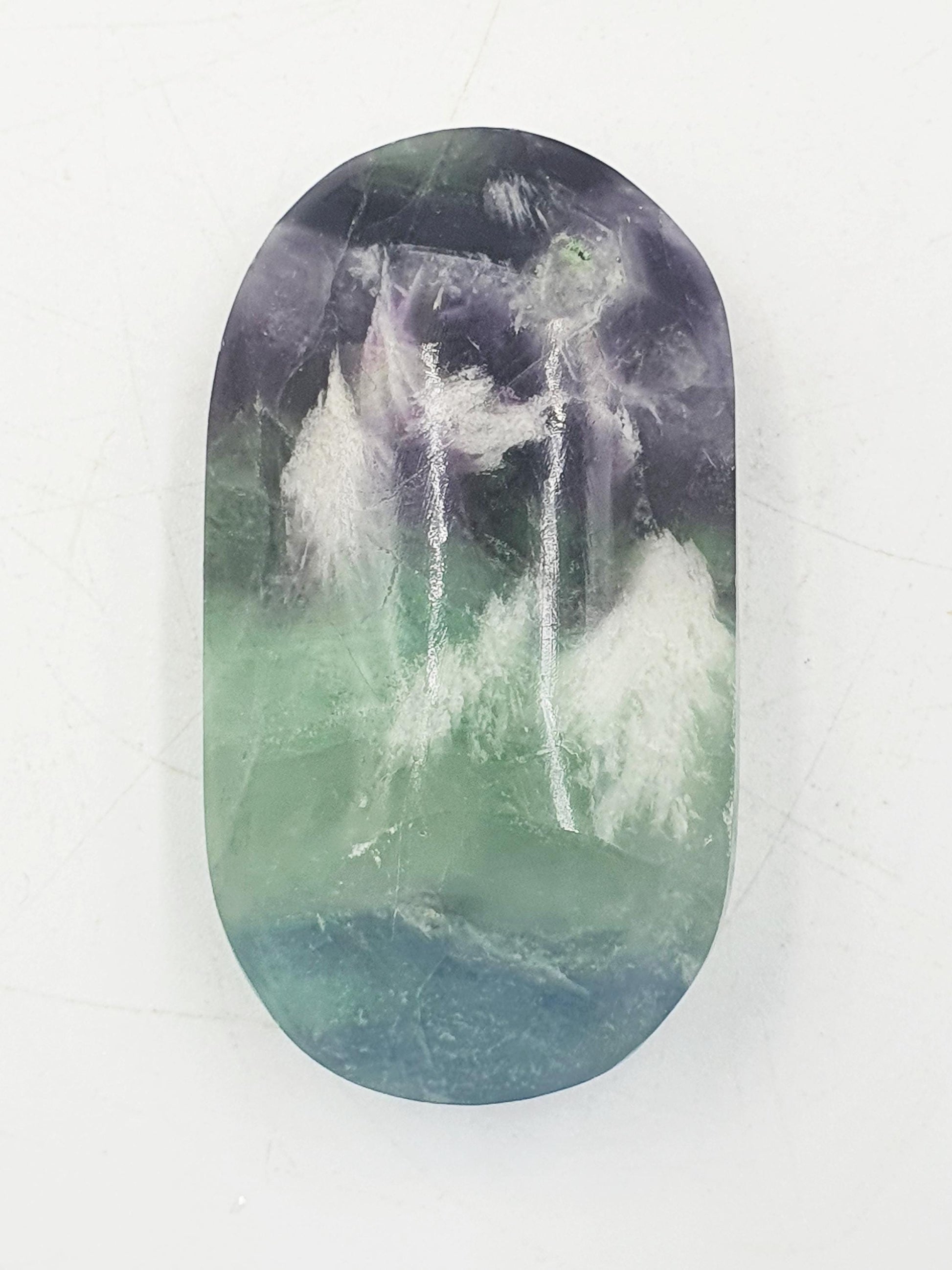 Feather Fluorite Palm / Feather Fluorite Palm Stone / Fluorite Palmstone / Meditation Palm - 60g
