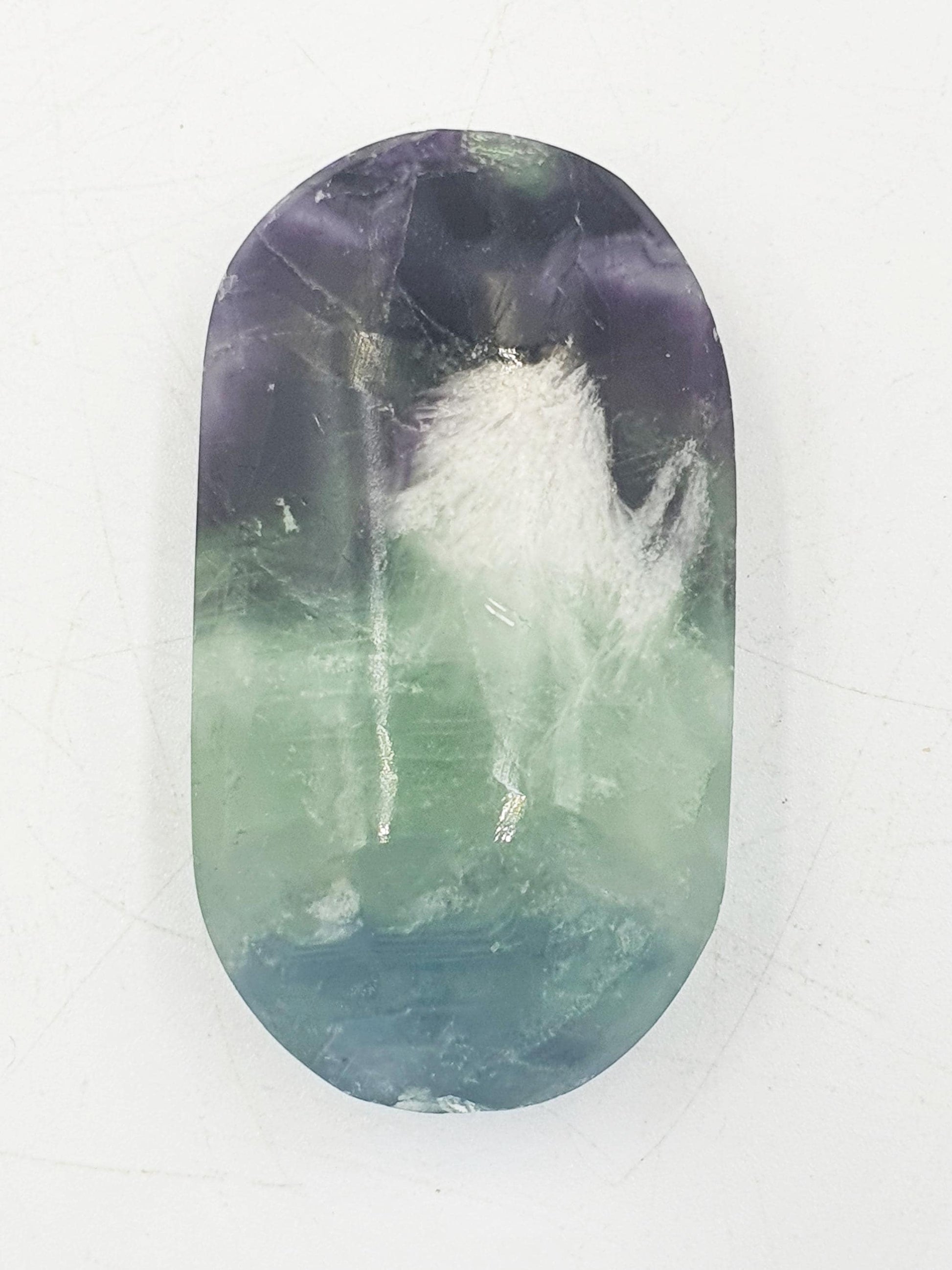 Feather Fluorite Palm / Feather Fluorite Palm Stone / Fluorite Palmstone / Meditation Palm - 60g