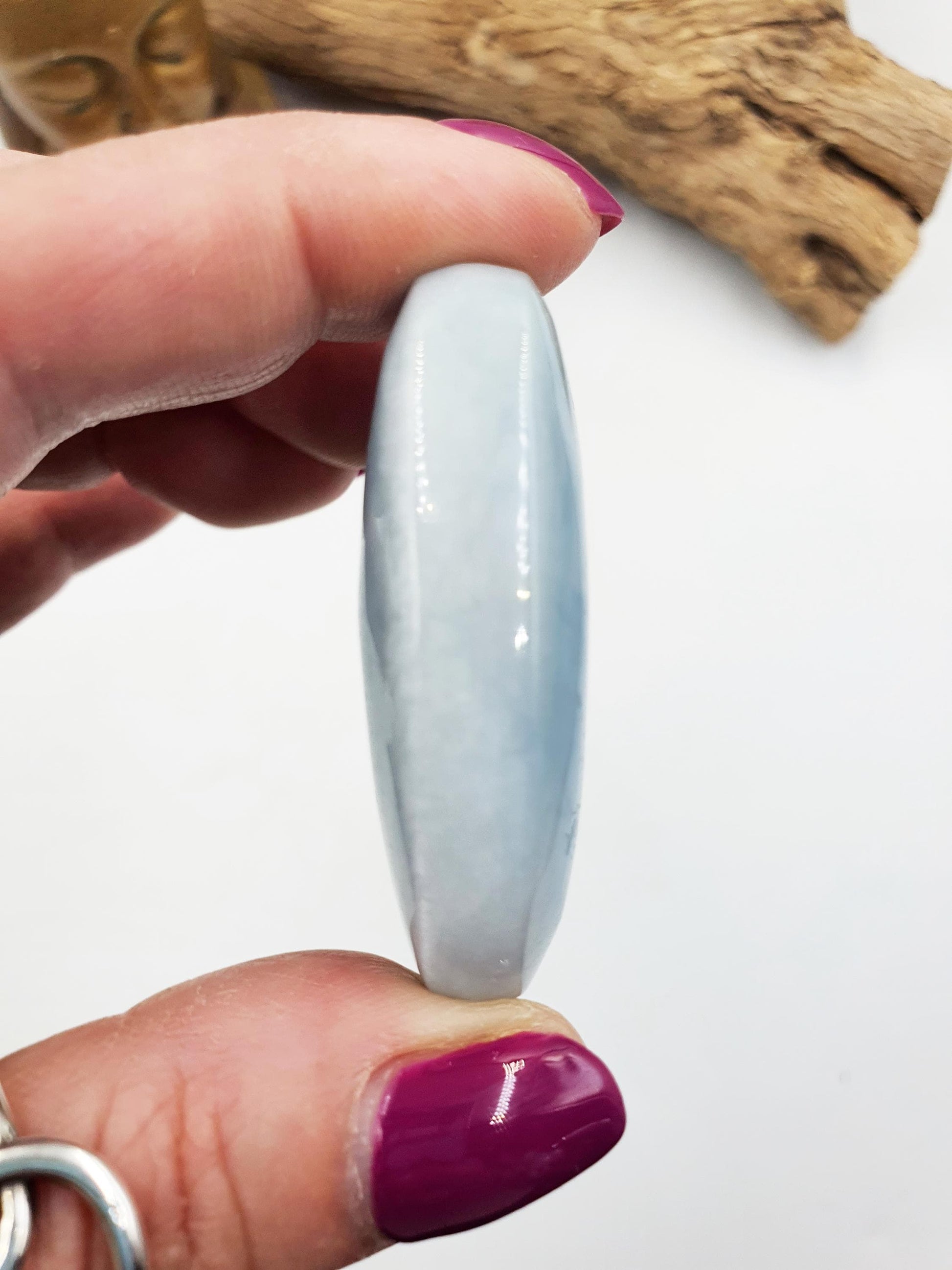 Aquamarine Palm / Aquamarine Palm Stone / Pocket Stone / Meditation Palm / Reiki Crystal Palm - 40g
