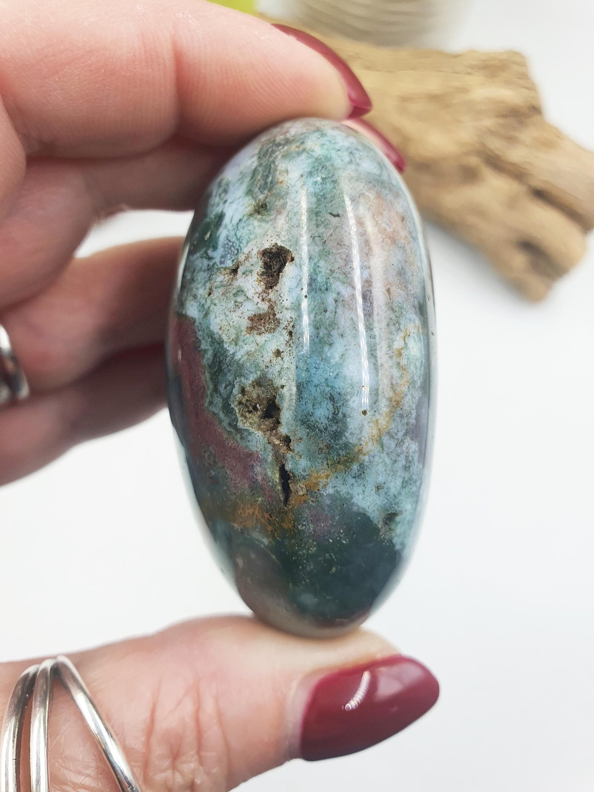 Large Ocean Jasper Palm / Ocean Jasper Palm stone / OJ Palm / Meditation Palm / Reiki Crystal Palm - 160g