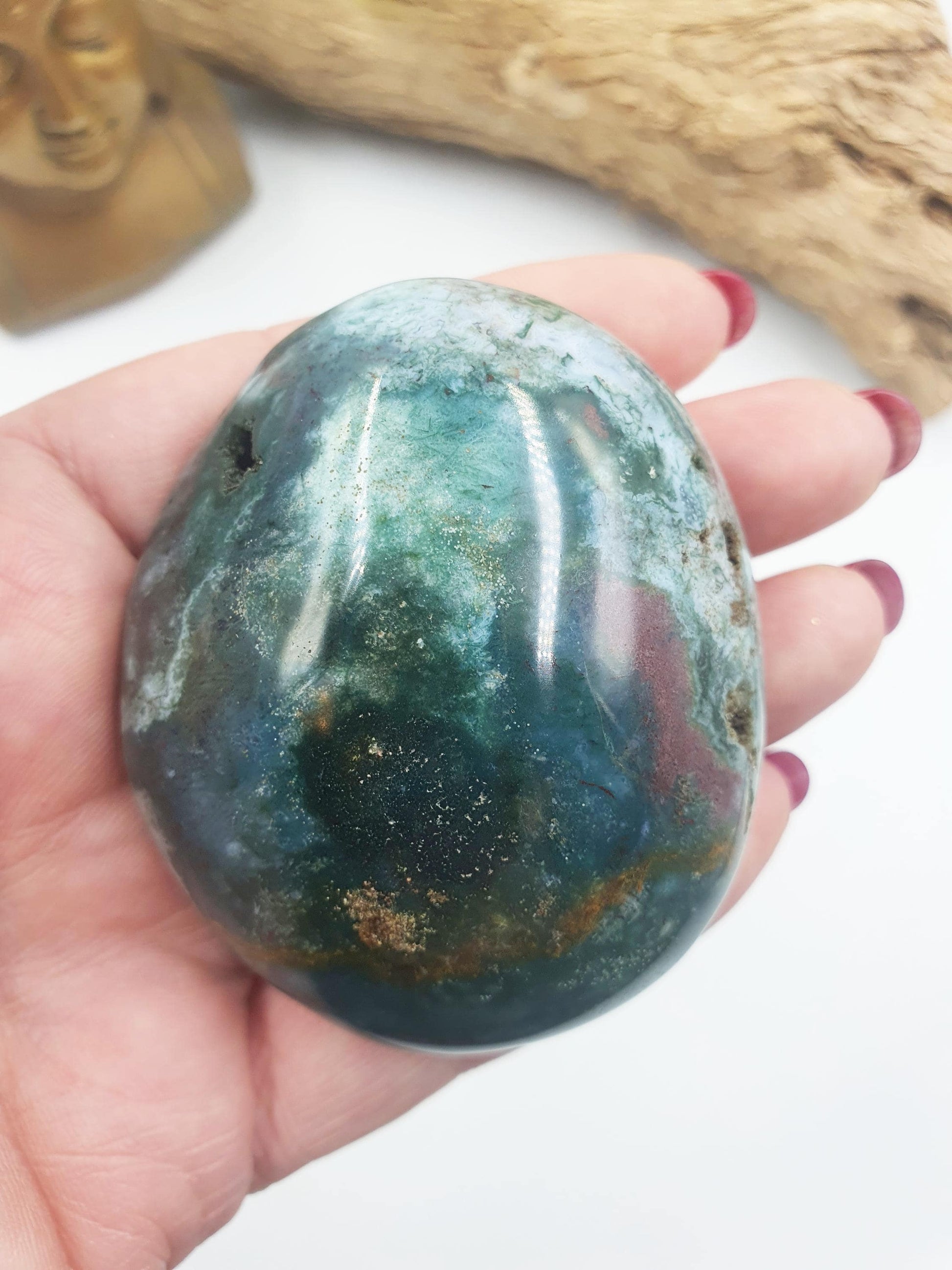 Large Ocean Jasper Palm / Ocean Jasper Palm stone / OJ Palm / Meditation Palm / Reiki Crystal Palm - 160g