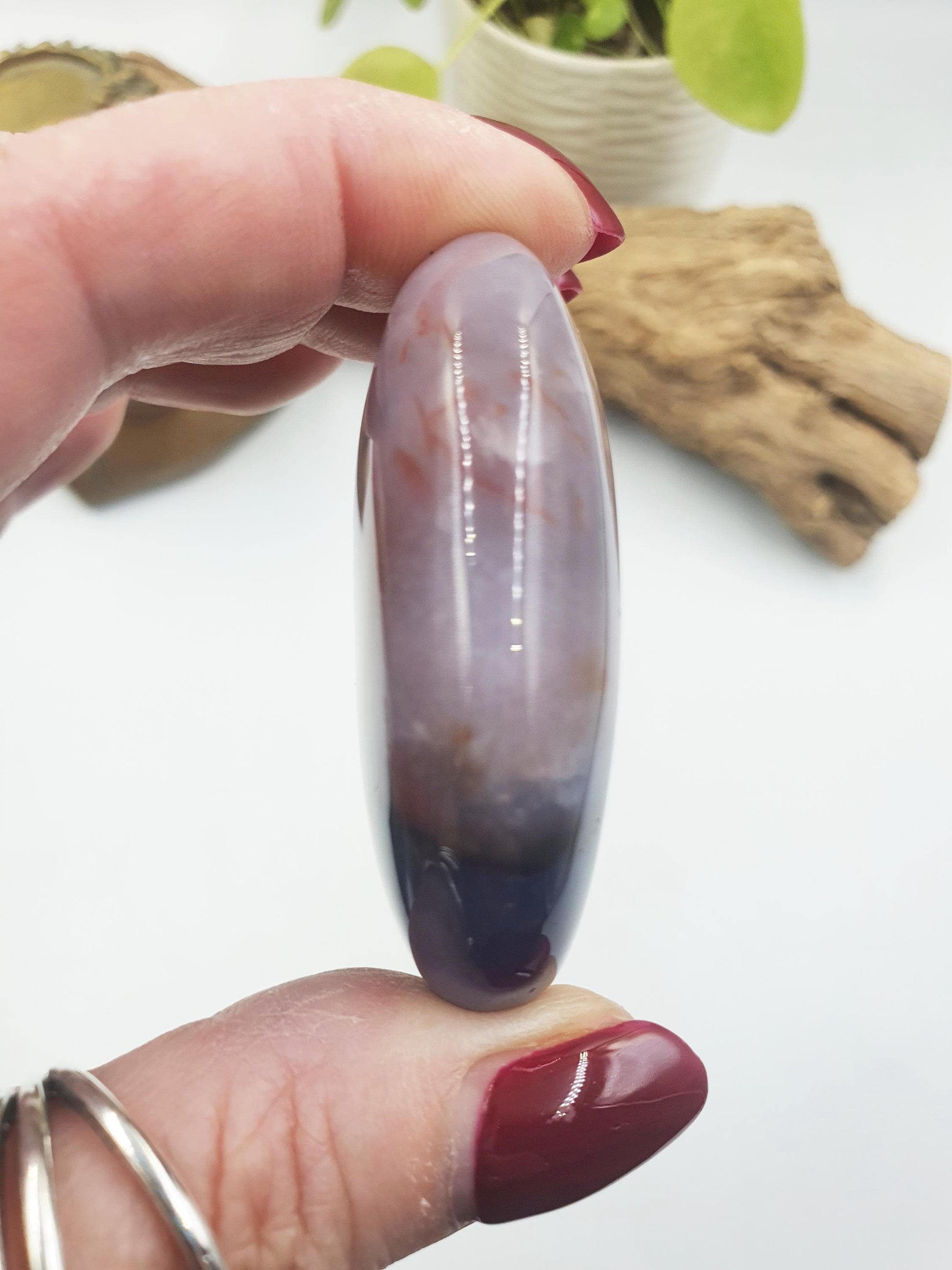 Unique Blue Flower Agate Palm / Sakura Agate Palm Stone / Blue Flower Agate Crystal / Meditation Palm - 65g