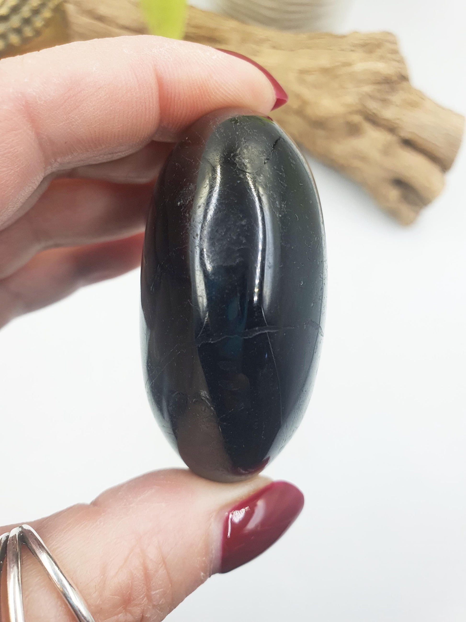 Large Black Tourmaline Palm / Tourmaline Palmstone / Meditation Palm / Reiki Crystal Palm - 155g