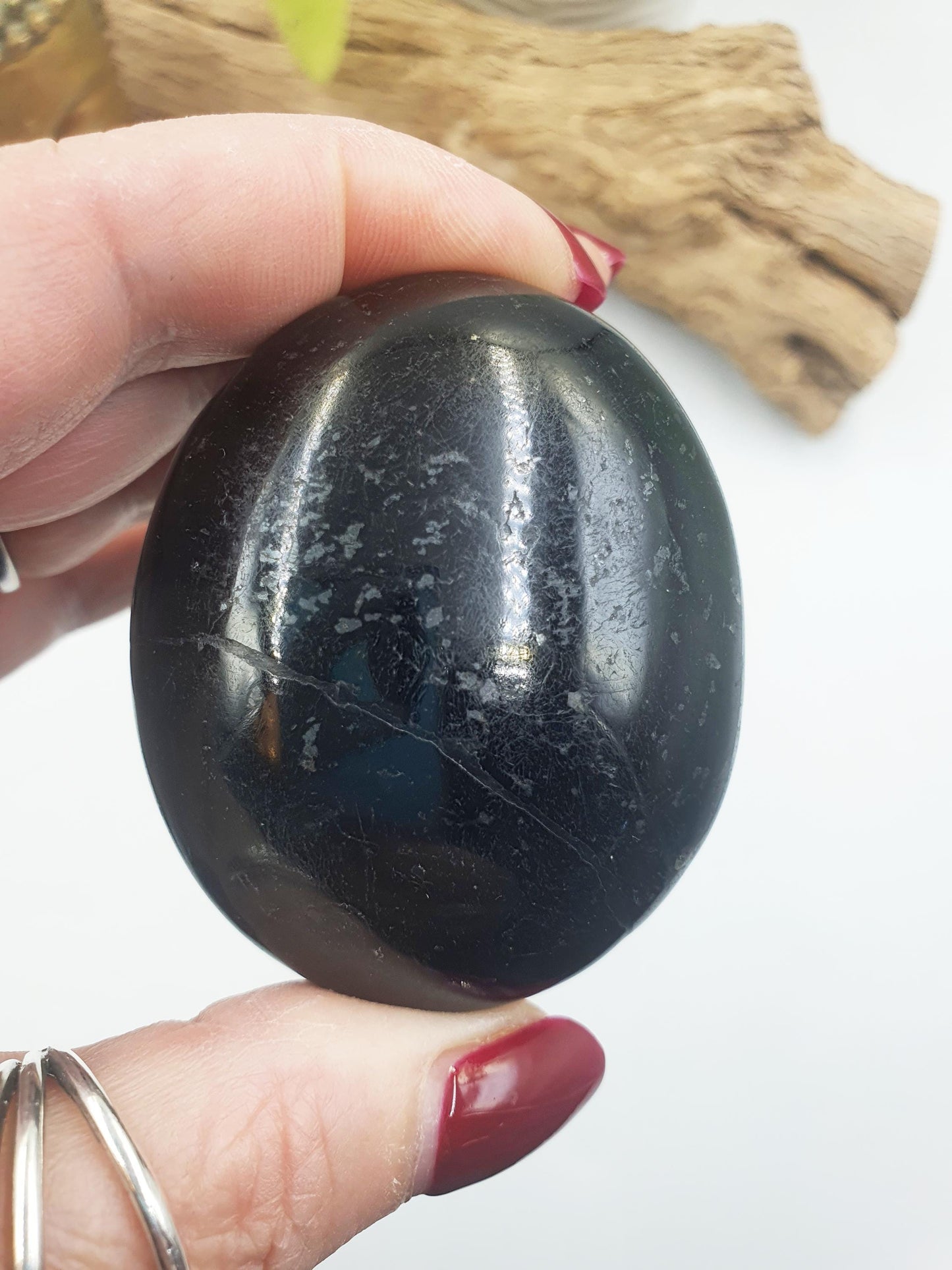 Large Black Tourmaline Palm / Tourmaline Palmstone / Meditation Palm / Reiki Crystal Palm - 155g