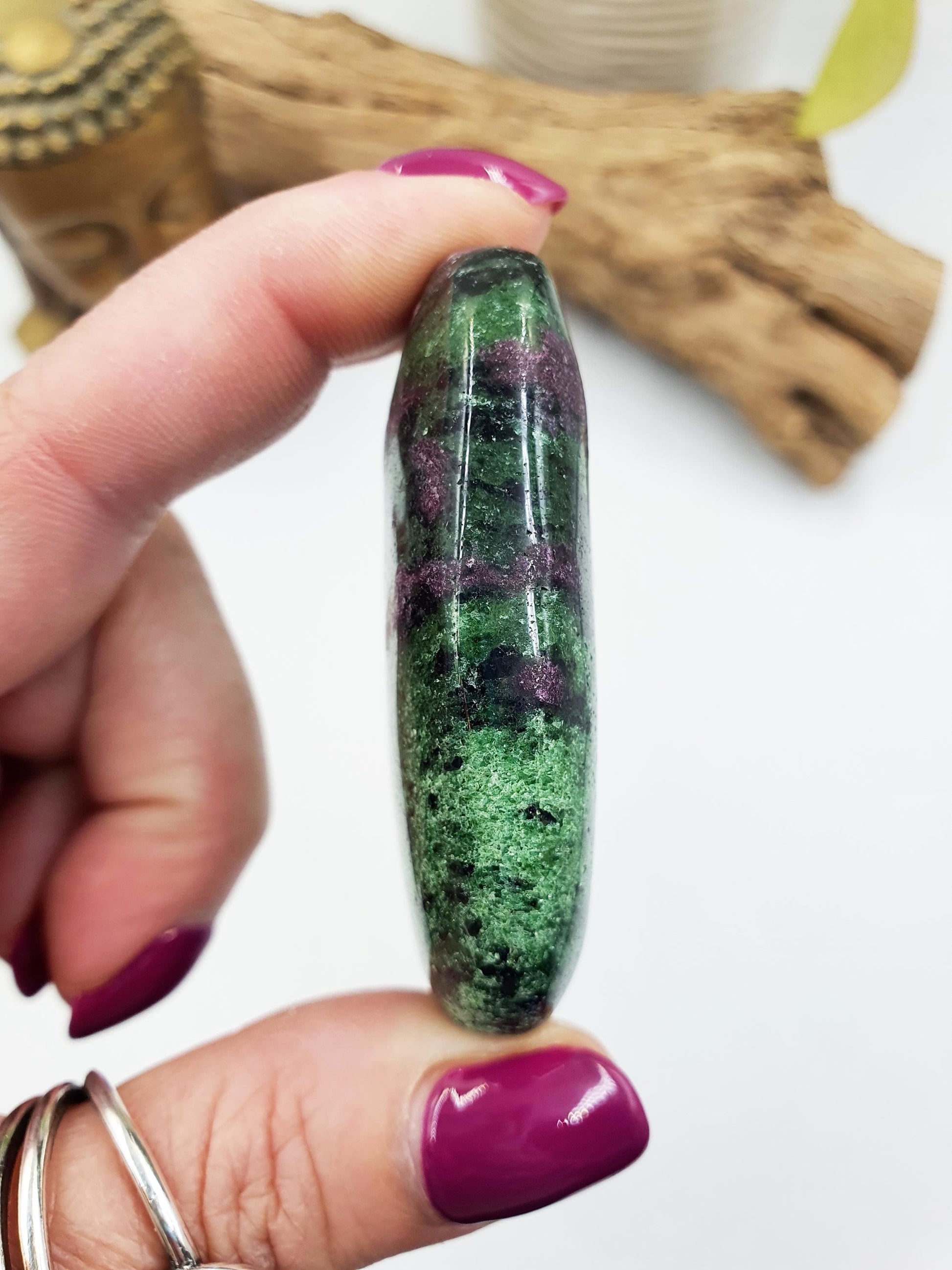 Ruby in Zoisite Palm / Ruby Zoisite Palm Stone / Anyolite Palm / Pocket Crystal / Meditation Palm / Reiki Crystal Palm - 65g