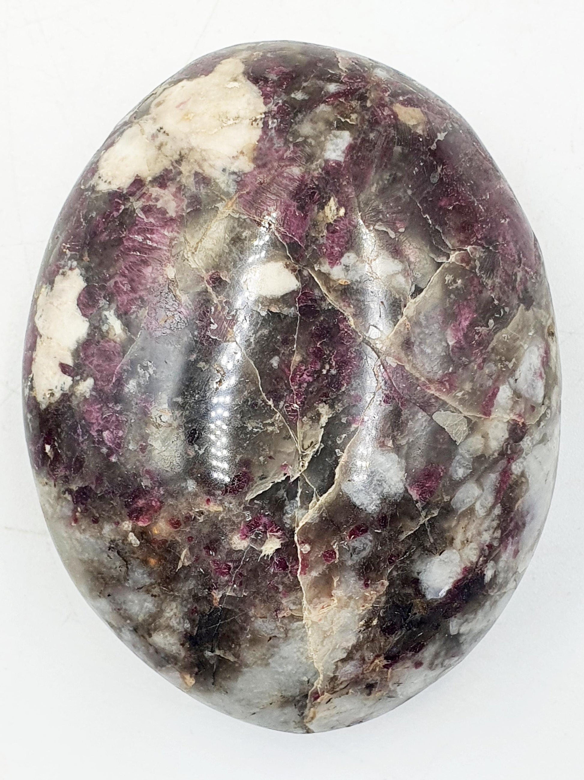 Beautiful Large Plum Tourmaline Palm / Plum Blossom Tourmaline Palm Stone / Pocket Stone / Meditation Palm - 165g