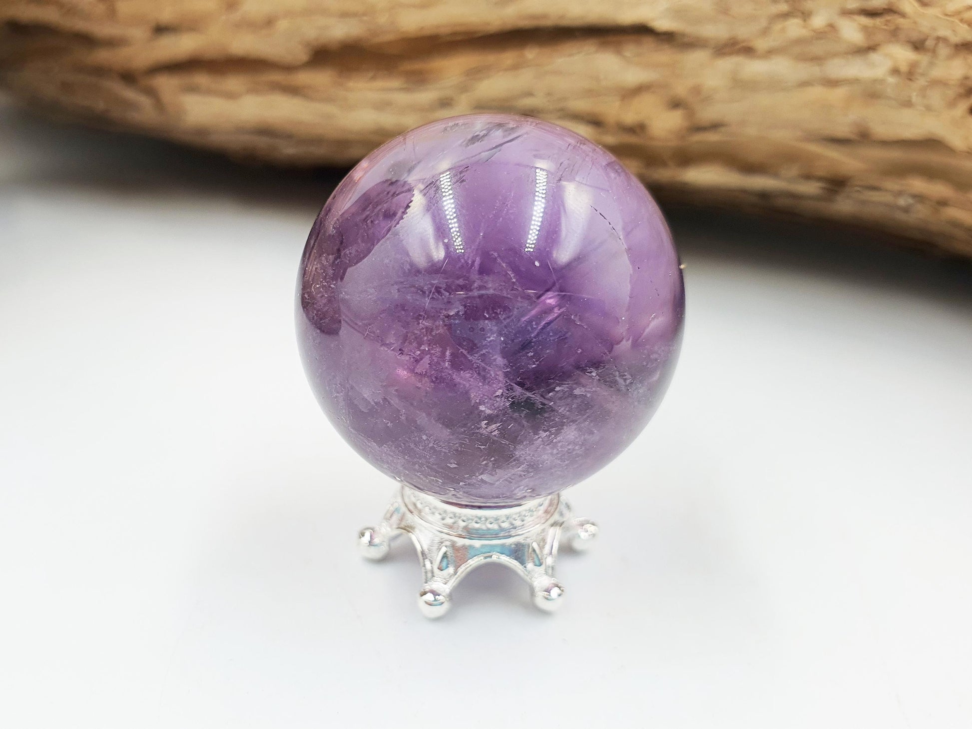 Beautiful Little Sparkly Amethyst Sphere / Amethyst Orb with rainbow / Amethyst Crystal Ball- 27mm