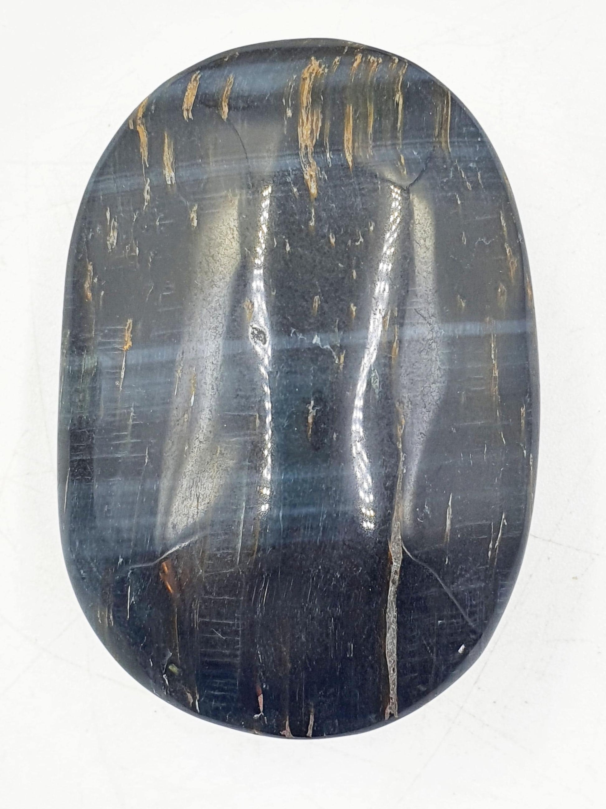 Flashy Blue Tiger's Eye Palm / Blue Tiger Eye Palm Stone / Pocket Crystal / Meditation Palm - 90g