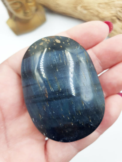 Flashy Blue Tiger's Eye Palm / Blue Tiger Eye Palm Stone / Pocket Crystal / Meditation Palm - 90g