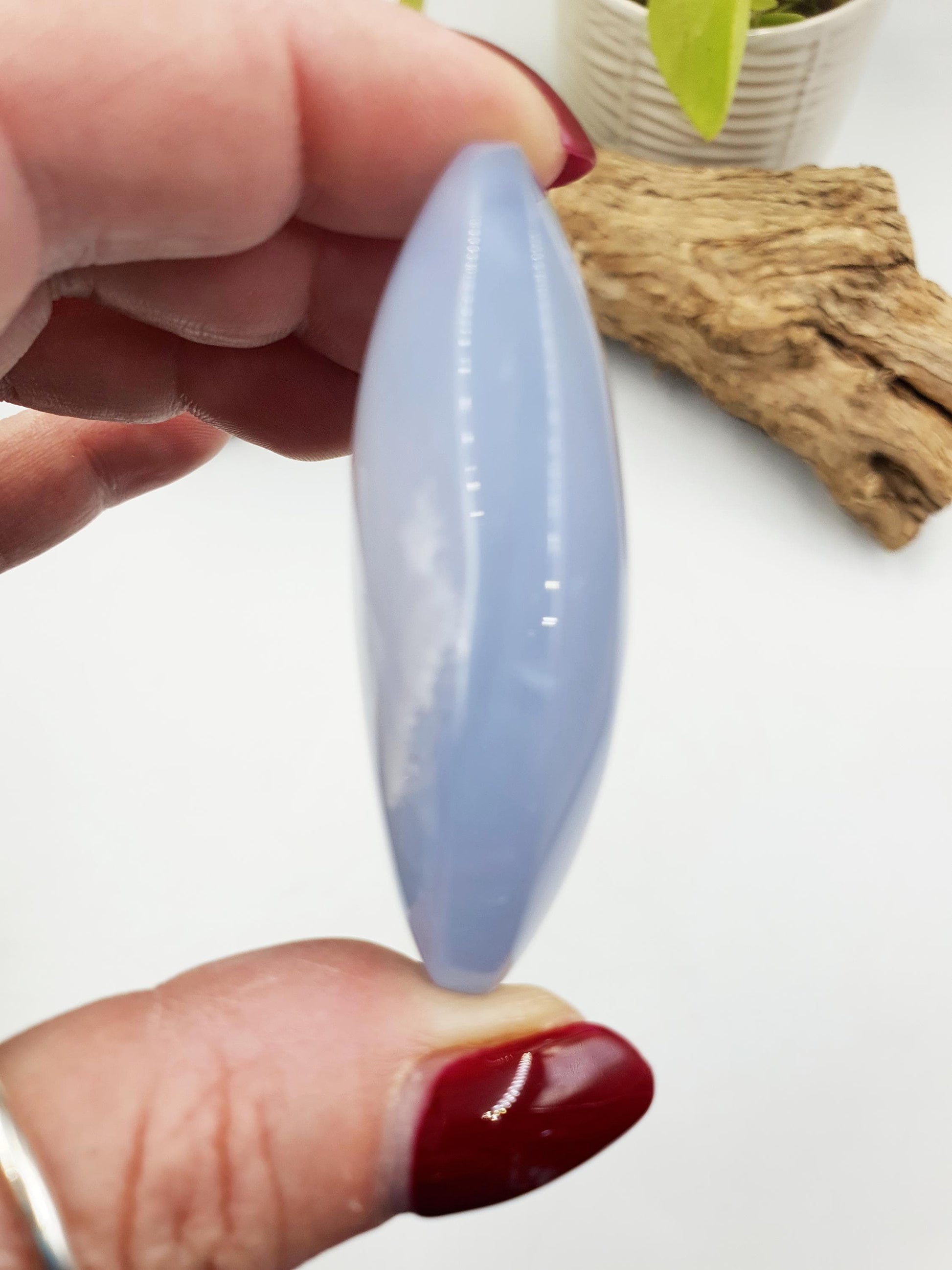 Beautiful Blue Chalcedony Palm with sparkly drusy pocket/ Chalcedony Palm Stone / Meditation Palm / Reiki Crystal Palm - 60g