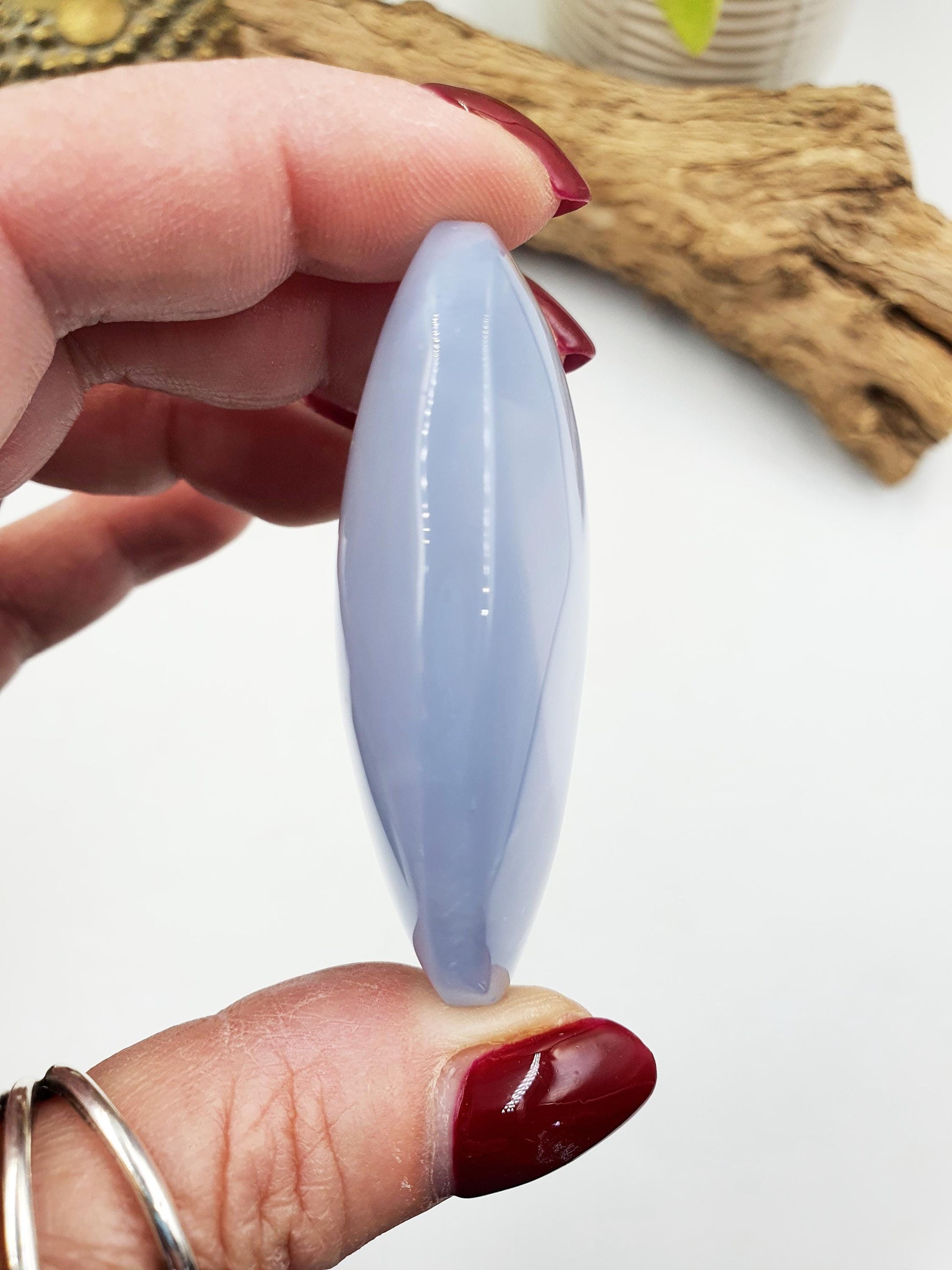 Beautiful Blue Chalcedony Palm with sparkly drusy pocket/ Chalcedony Palm Stone / Meditation Palm / Reiki Crystal Palm - 60g