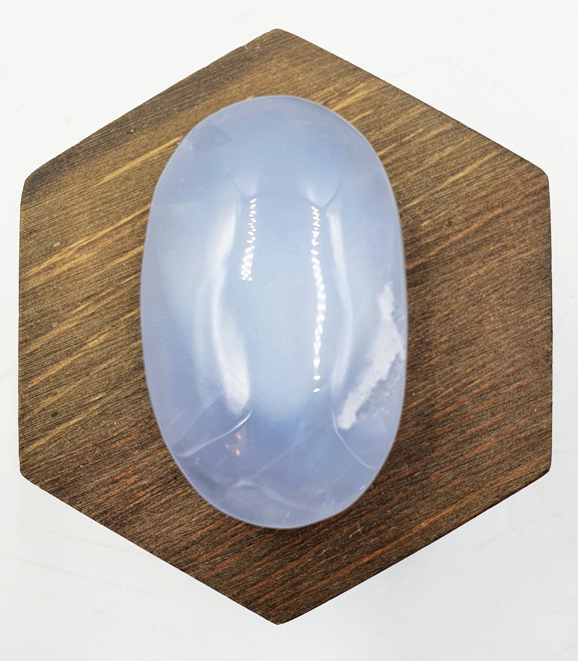 Beautiful Blue Chalcedony Palm with sparkly drusy pocket/ Chalcedony Palm Stone / Meditation Palm / Reiki Crystal Palm - 60g