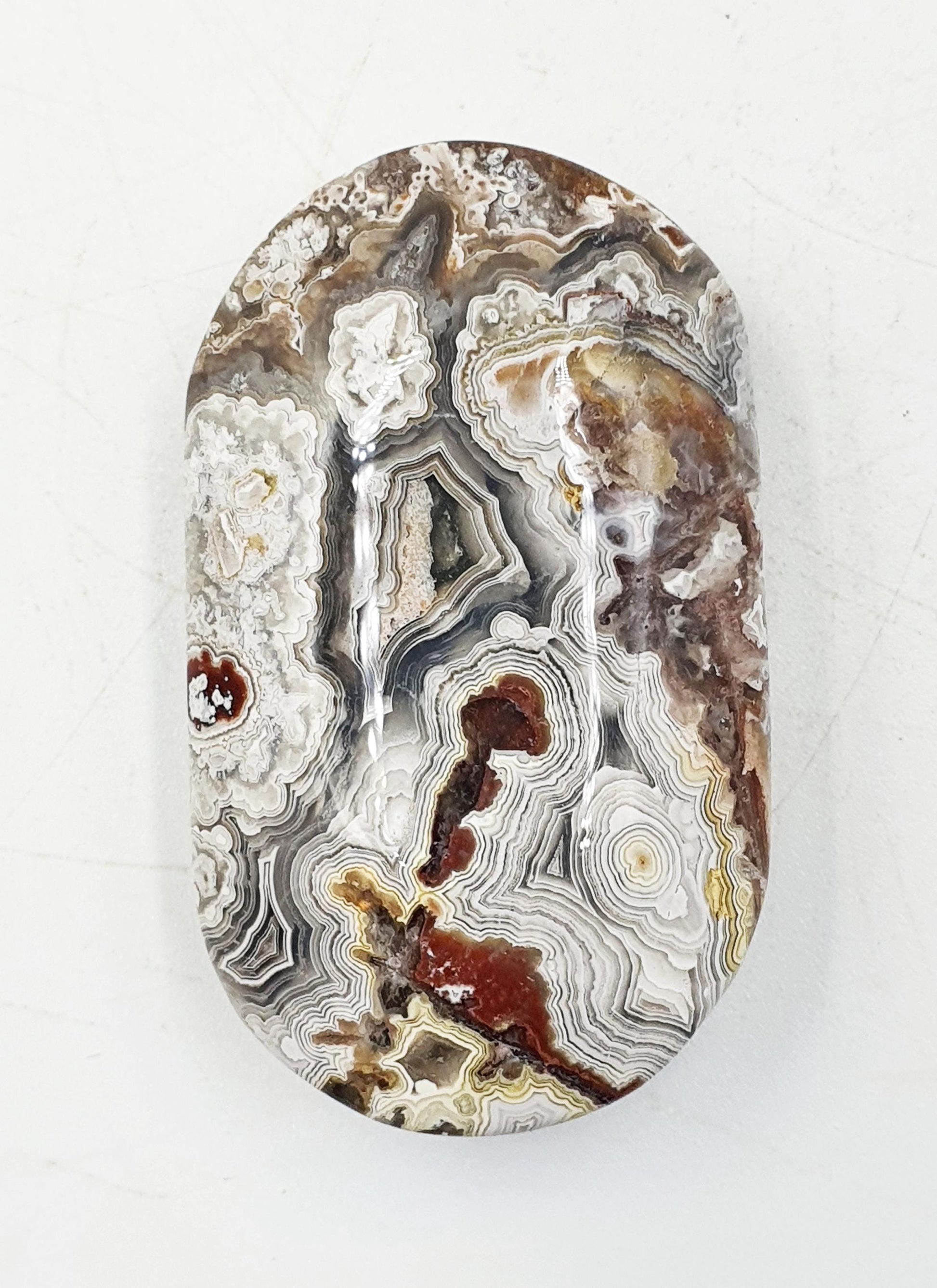 Stunning Little Mexican Crazy Lace Agate Palm / Crazy Lace Agate Palm Stone / Drusy Agate Palm / Meditation Palm - 40g