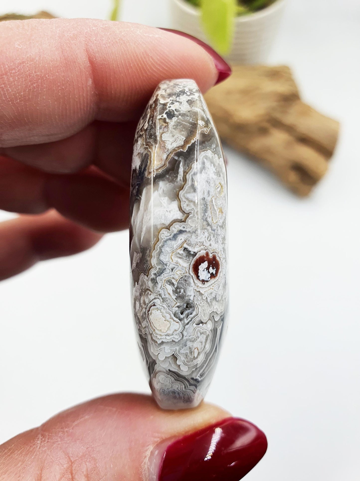 Stunning Little Mexican Crazy Lace Agate Palm / Crazy Lace Agate Palm Stone / Drusy Agate Palm / Meditation Palm - 40g