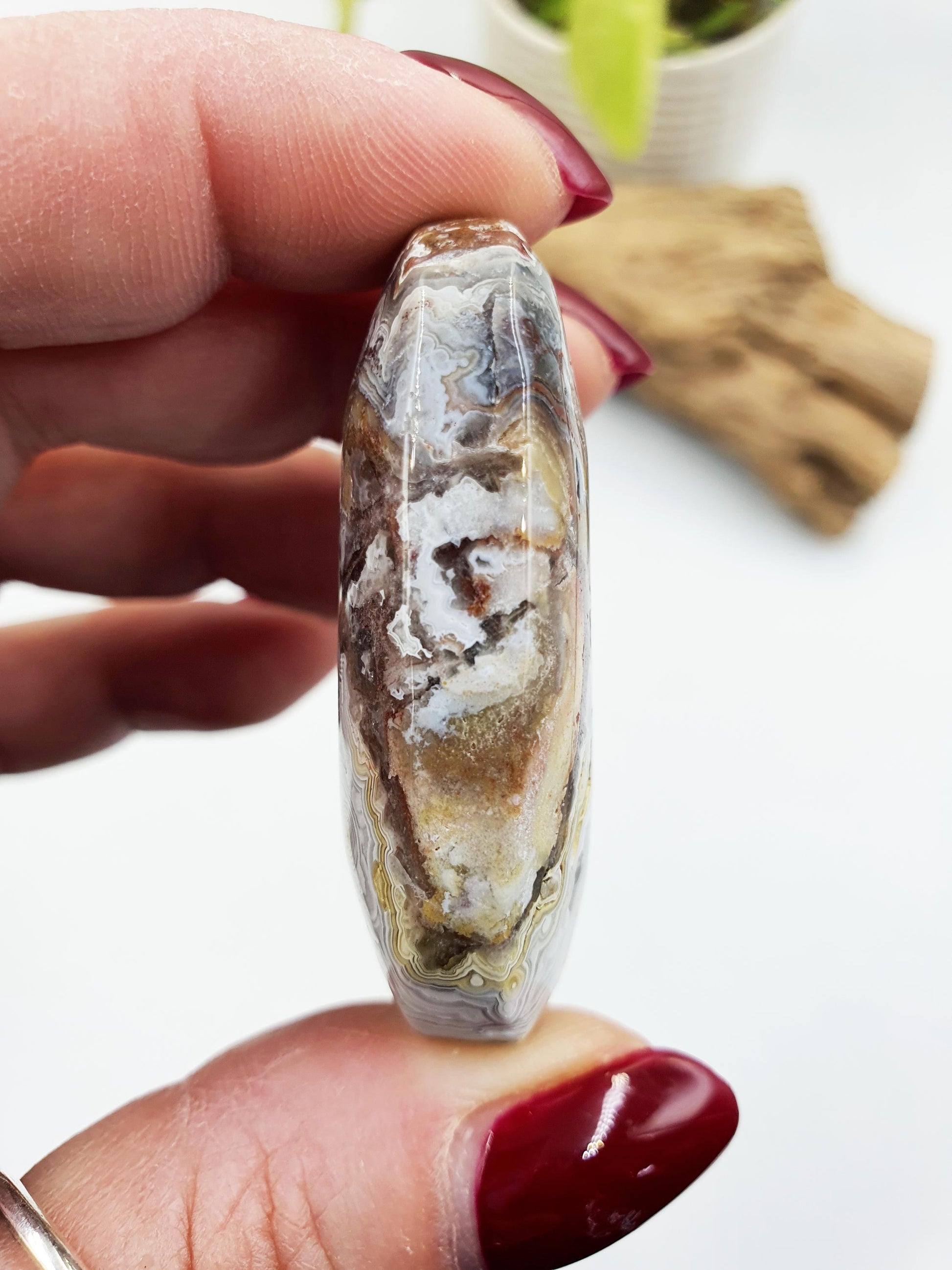 Stunning Little Mexican Crazy Lace Agate Palm / Crazy Lace Agate Palm Stone / Drusy Agate Palm / Meditation Palm - 40g