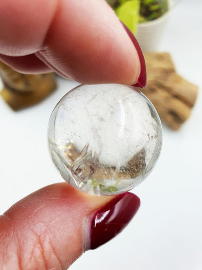 Stunning Little Clear Quartz Mini Sphere with large rainbows / Clear Quartz Crystal Ball / Clear Quartz Orb - 27mm