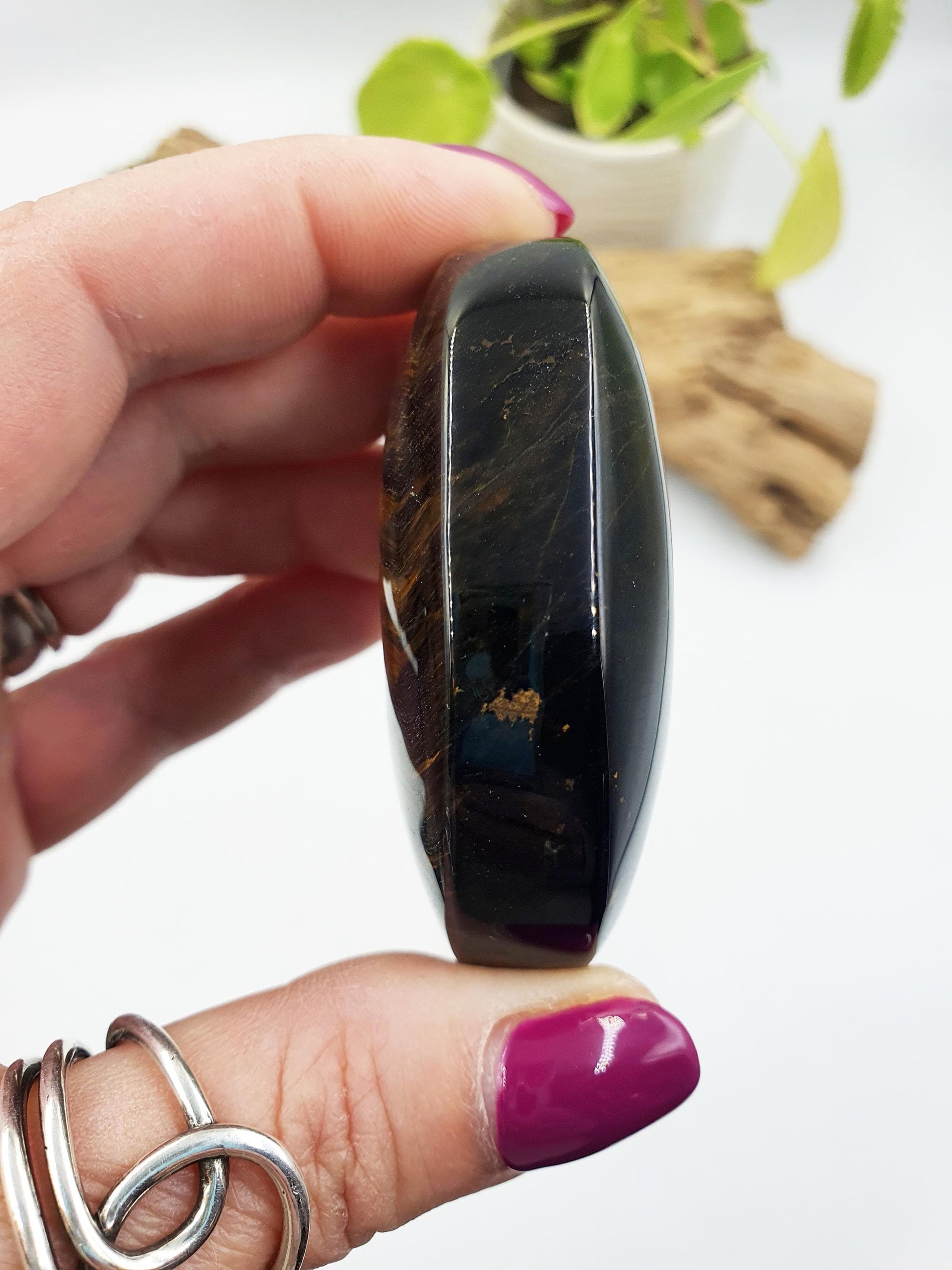Stunning Blue Tiger's Eye Palm / Blue Tiger Eye Palm Stone / Pocket Crystal / Meditation Palm / Reiki Crystal Palm - 110g