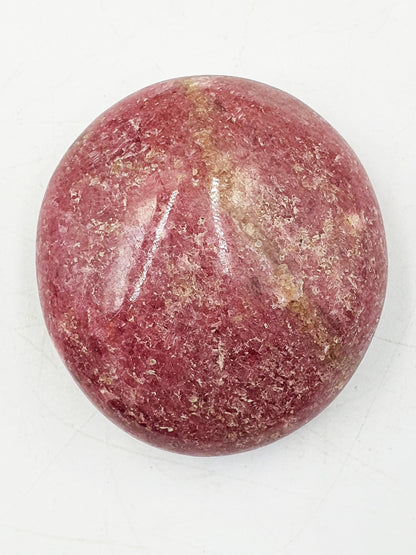 Round Pretty Rhodonite Palm Stone / Rhodonite Palm / Pocket Crystal / Meditation Palm / Reiki Crystal Palm - 110g