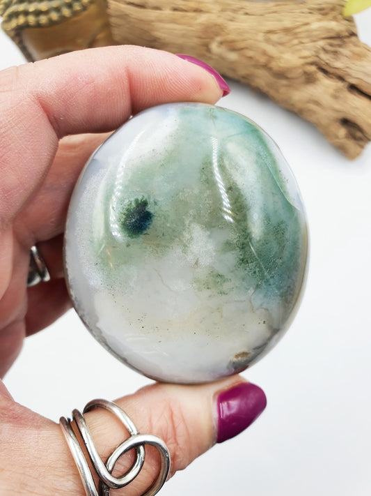 Large Ocean Jasper Palm / Ocean Jasper Palm stone / Colourful OJ Palm / Meditation Palm - 210g